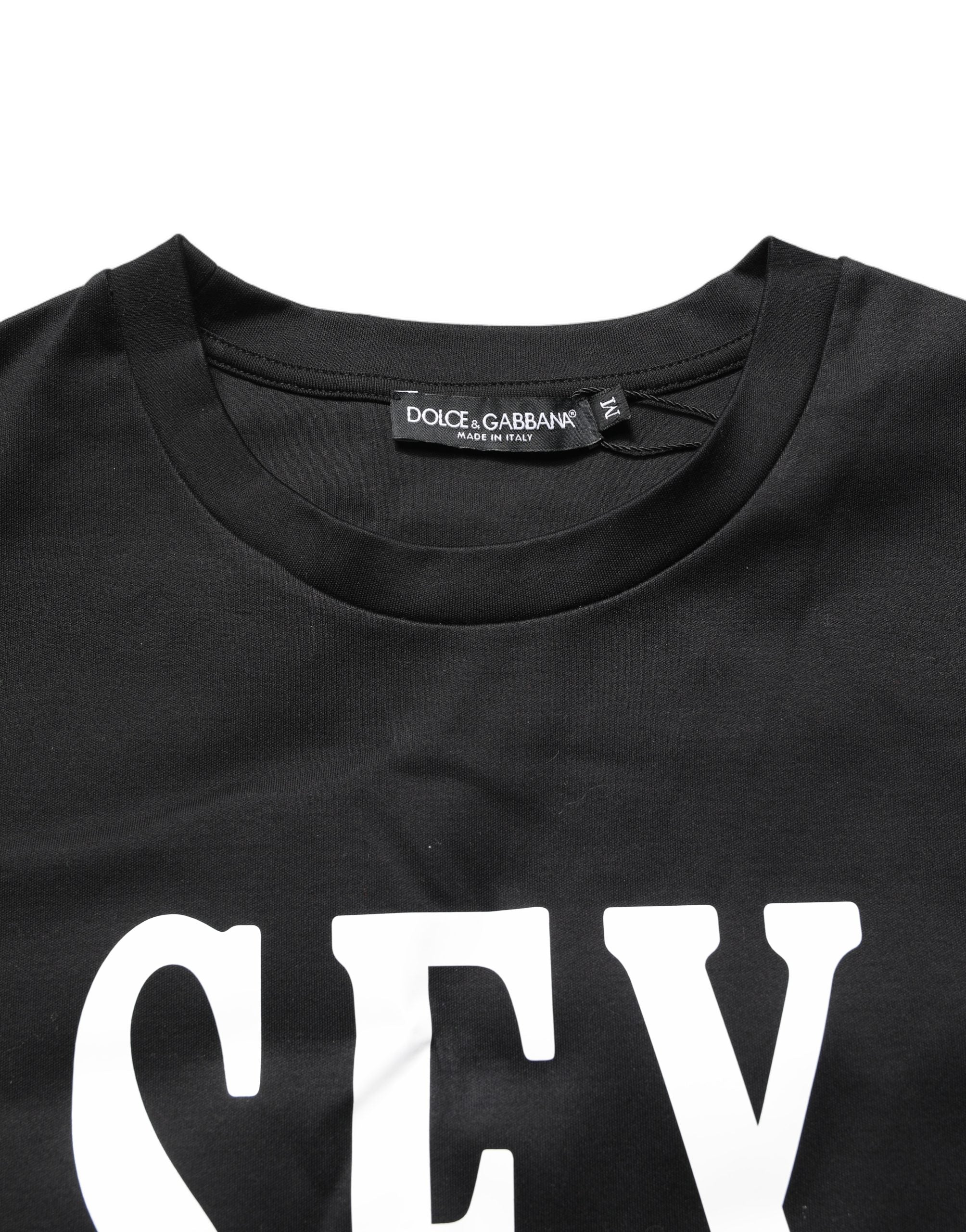 Dolce & Gabbana Black Jersey Graphic Short Sleeve Crew Neck T-shirt Dolce & Gabbana