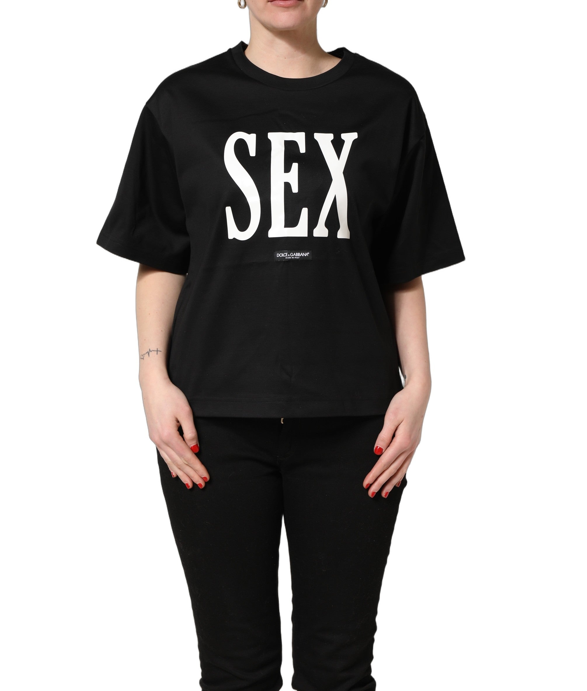 Dolce & Gabbana Black Jersey Graphic Short Sleeve Crew Neck T-shirt Dolce & Gabbana