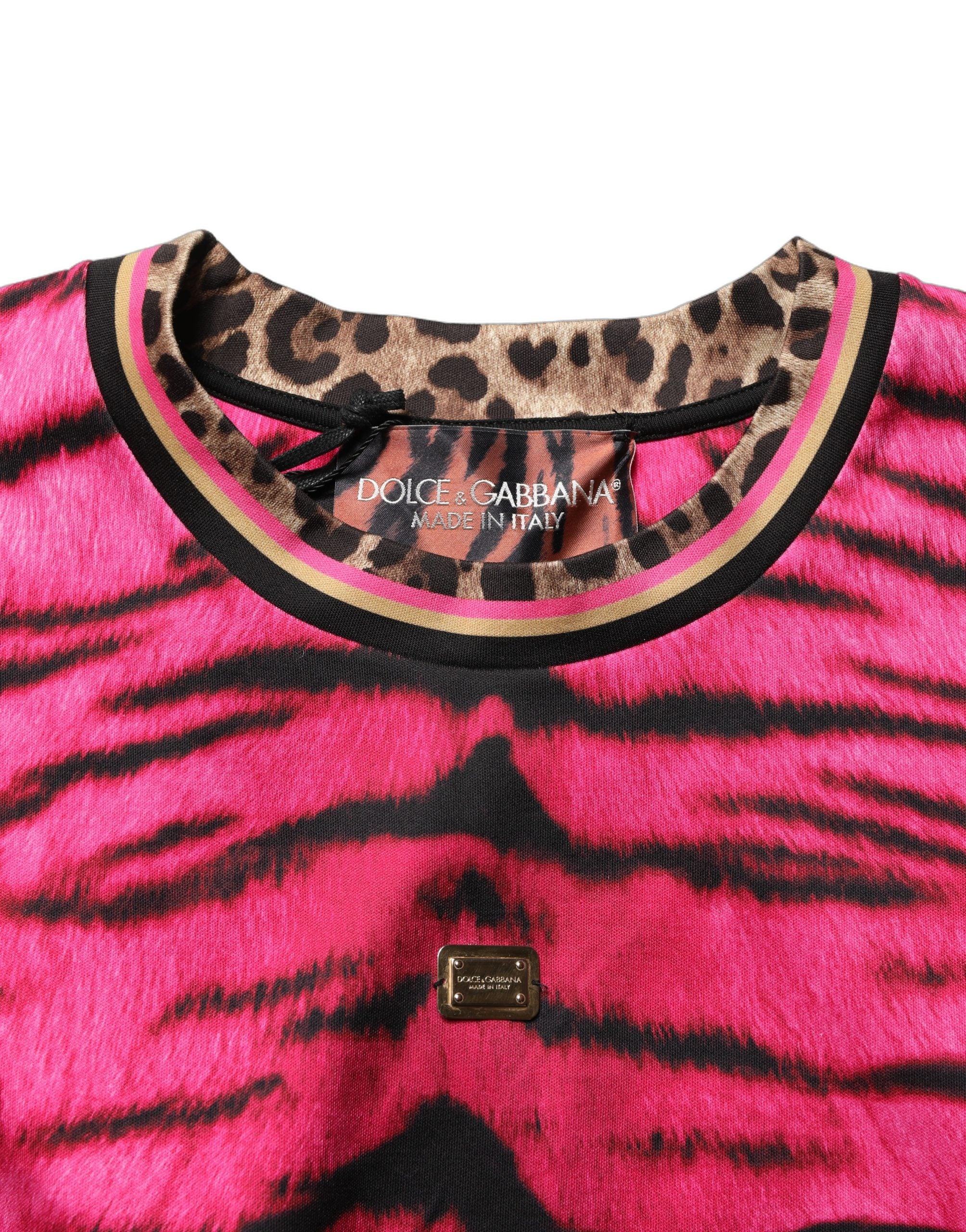 Dolce & Gabbana Pink Zebra Sleeveless Crew Neck Cropped T-shirt Dolce & Gabbana