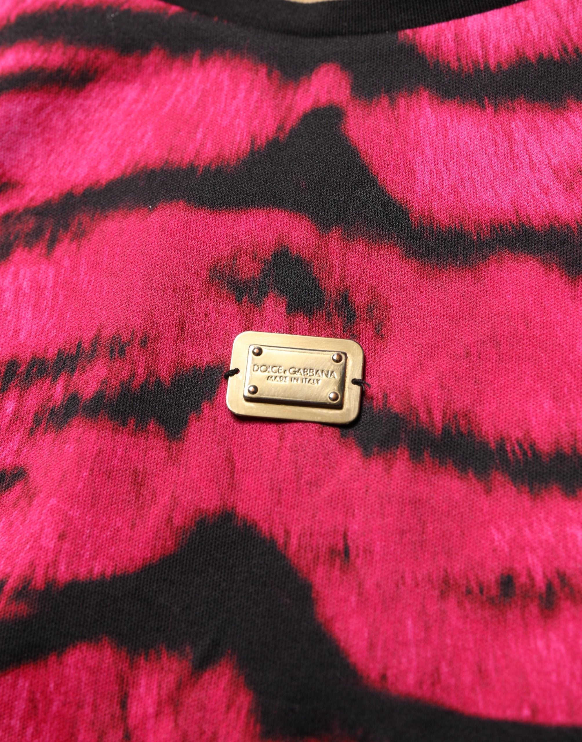 Dolce & Gabbana Pink Zebra Sleeveless Crew Neck Cropped T-shirt Dolce & Gabbana