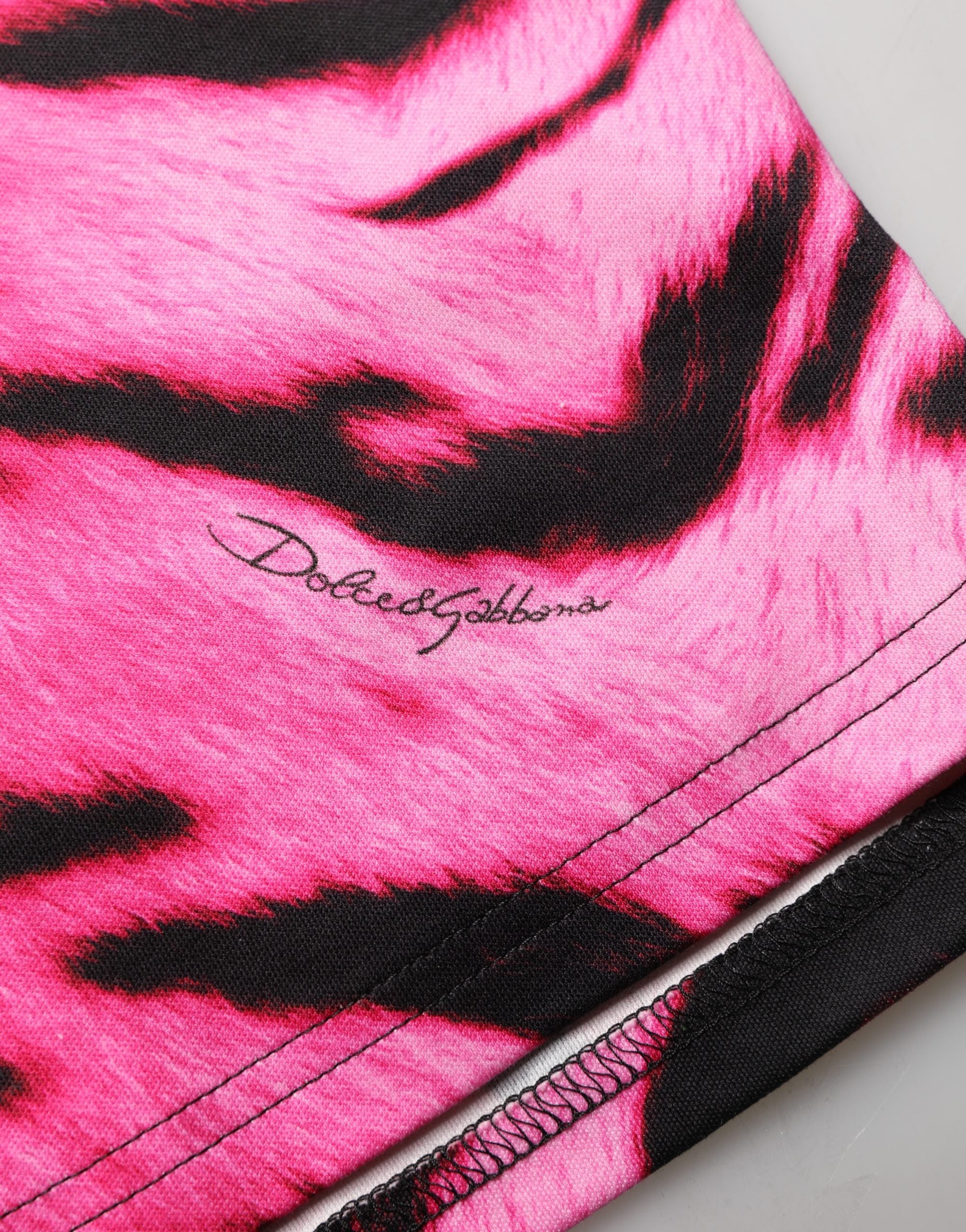 Dolce & Gabbana Pink Zebra Sleeveless Crew Neck Cropped T-shirt Dolce & Gabbana