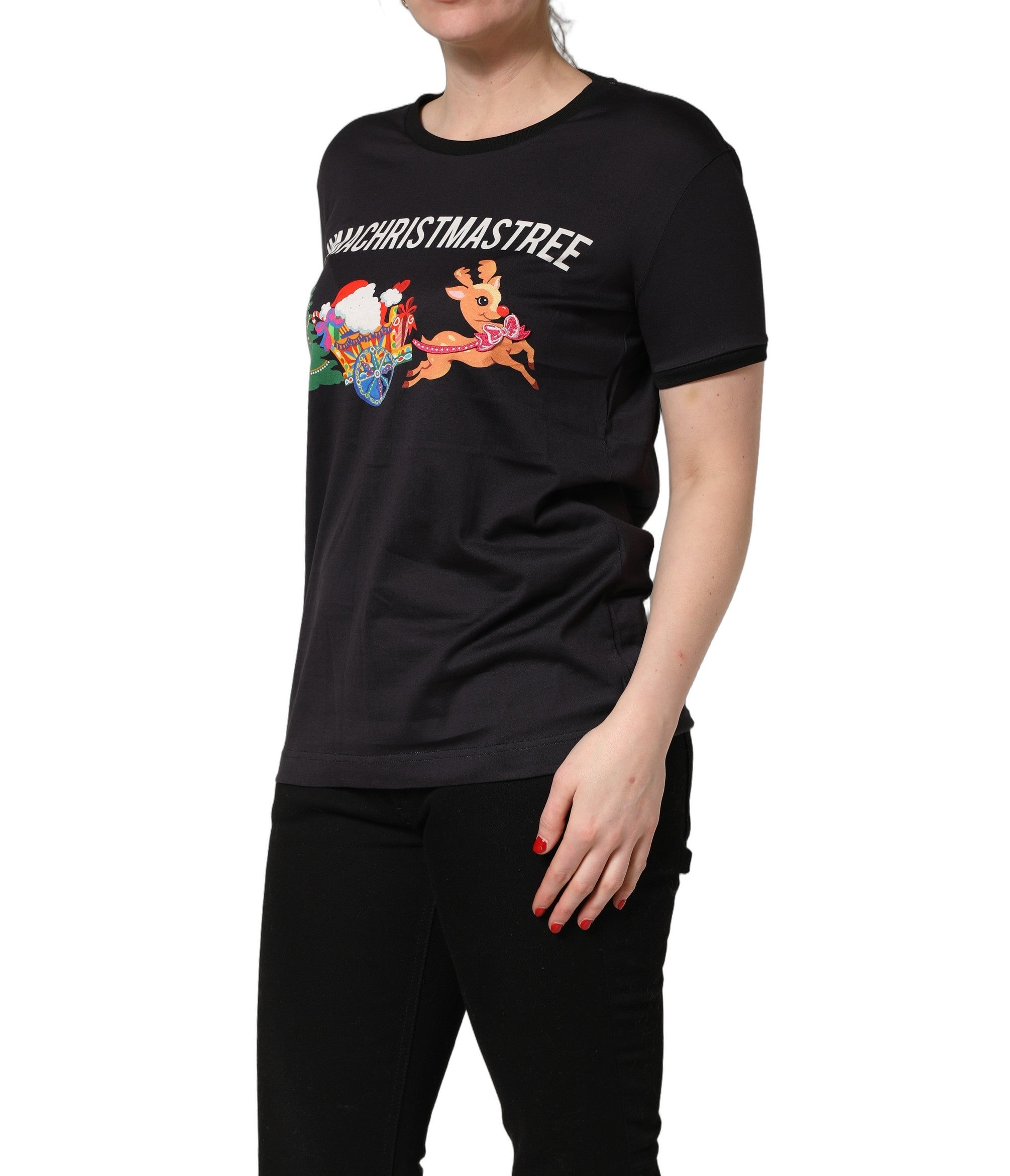 Dolce & Gabbana Black #IAMACHRISTMASTREE Print Cotton T-shirt Dolce & Gabbana