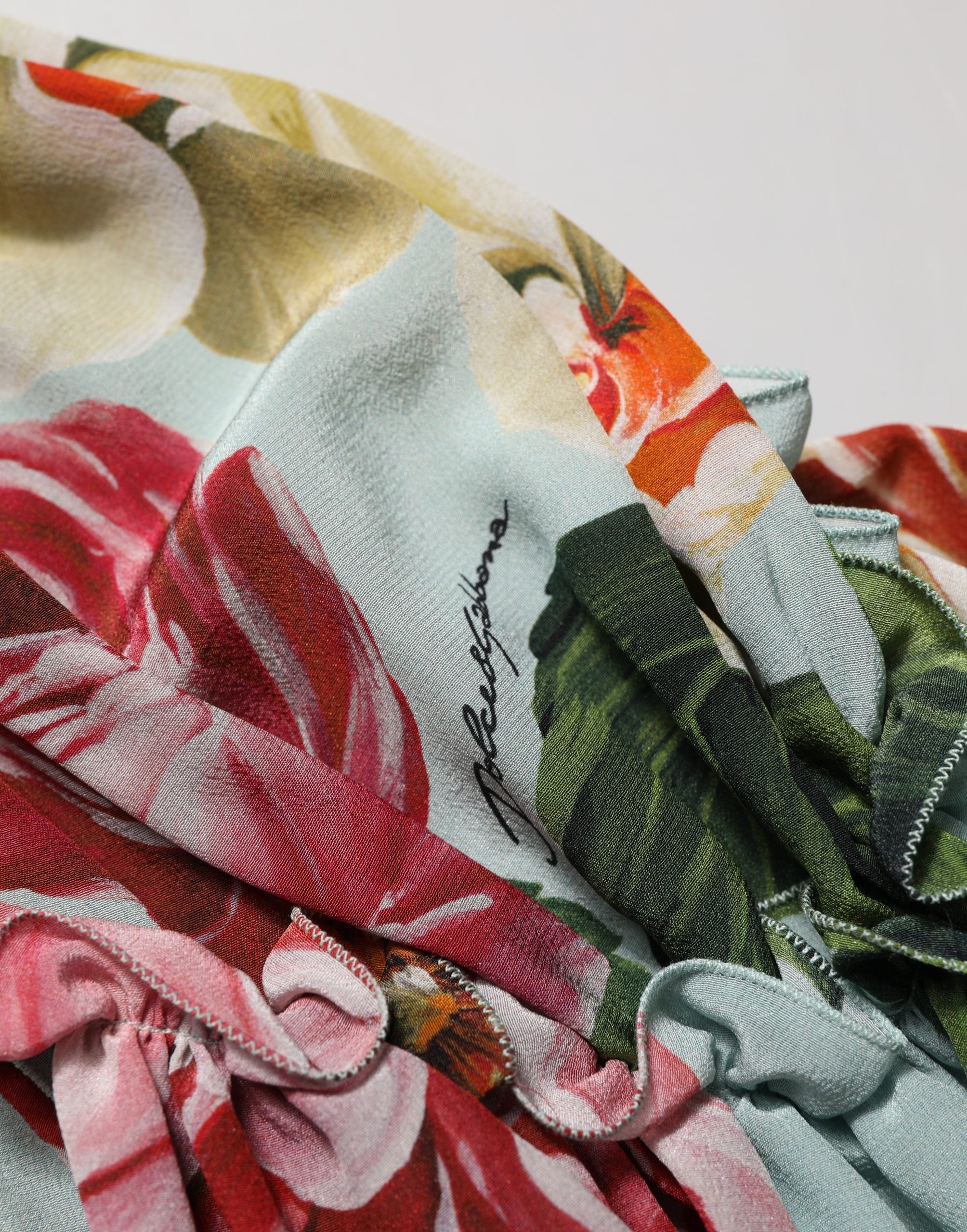 Dolce & Gabbana Multicolor Floral Silk Cropped Shirt Top Dolce & Gabbana
