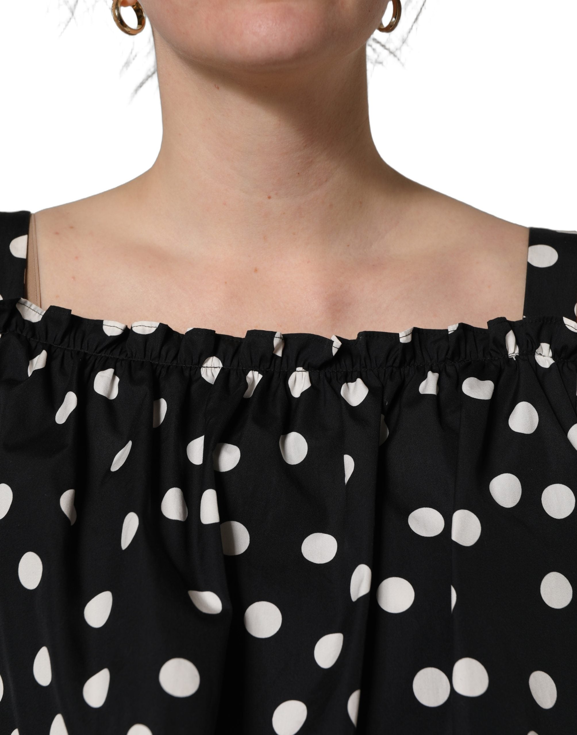 Dolce & Gabbana Black White Polka Dot Off Shoulder Top Dolce & Gabbana