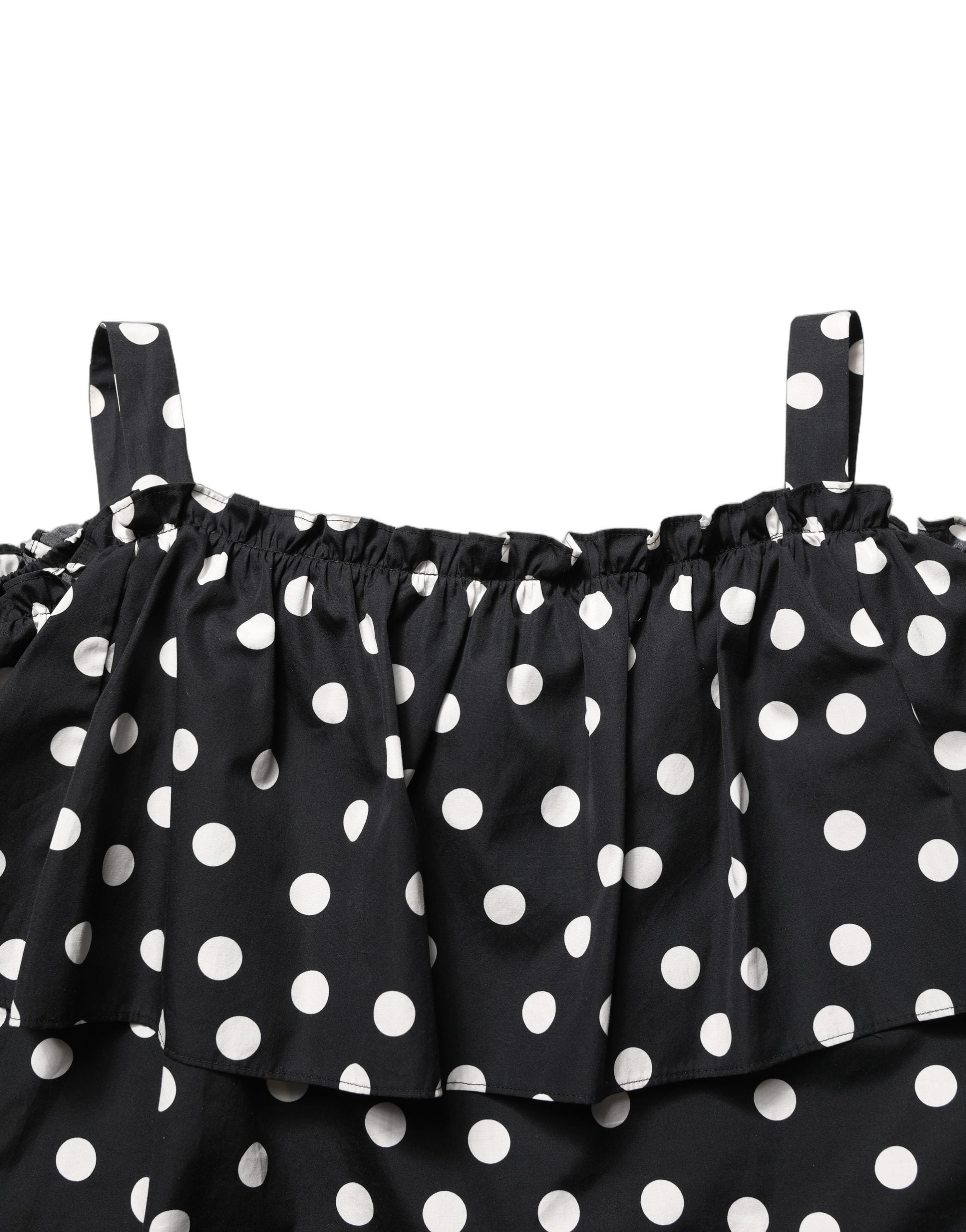 Dolce & Gabbana Black White Polka Dot Off Shoulder Top Dolce & Gabbana