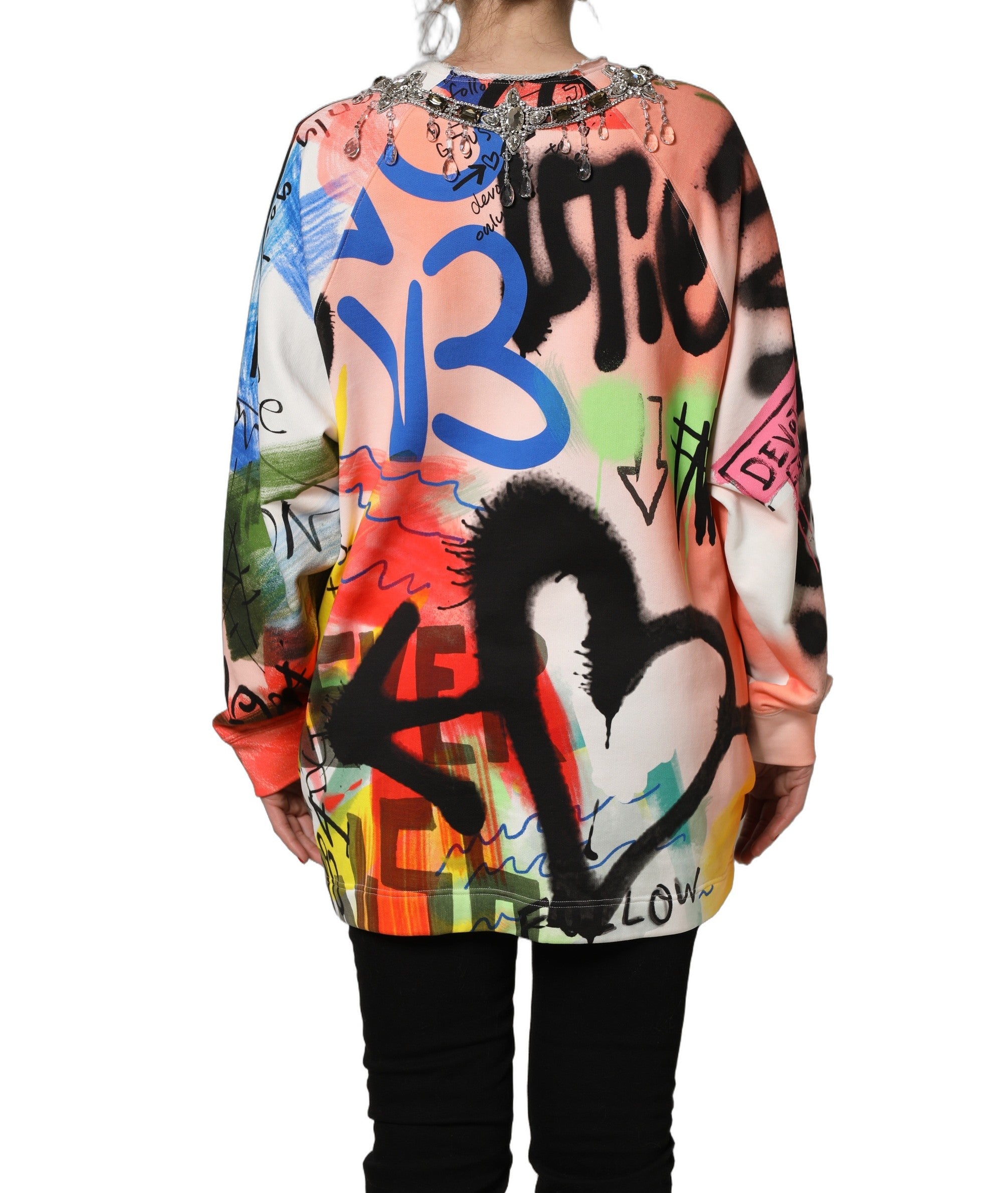 Dolce & Gabbana Multicolor Embellished Graffiti Sweatshirt Dolce & Gabbana