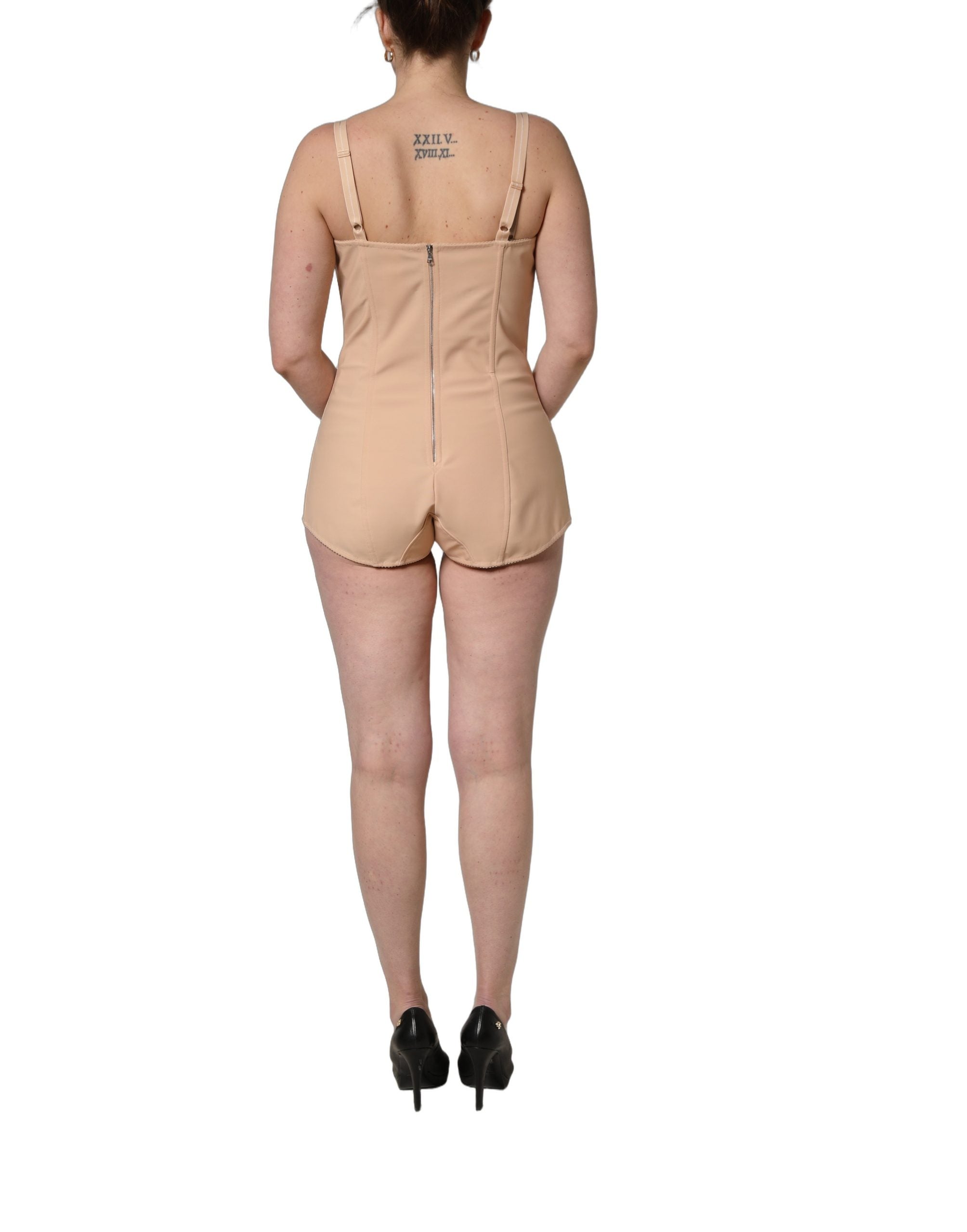 Dolce & Gabbana Nude Nylon Full Body Shaper Bodysuit Top Dolce & Gabbana