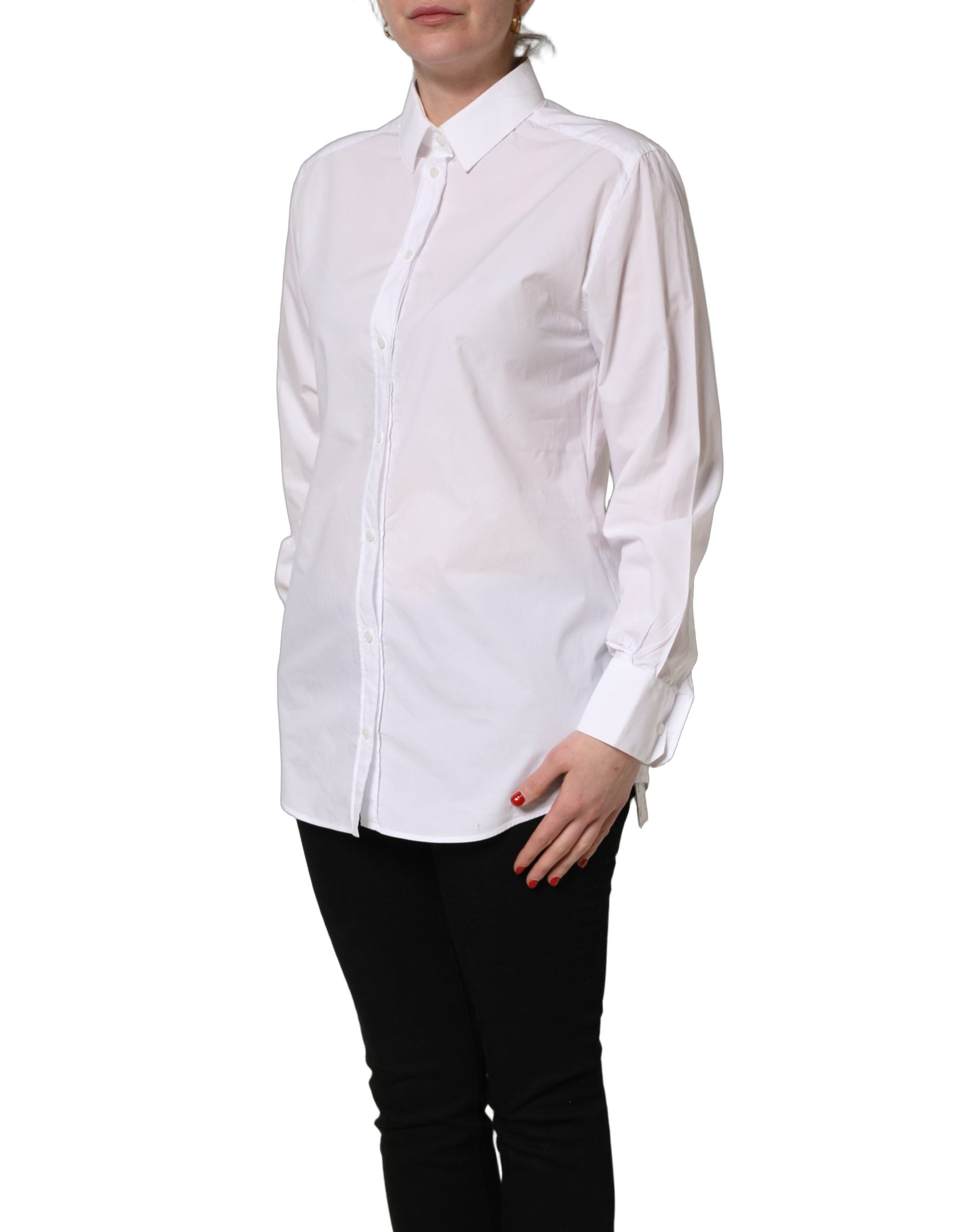 Dolce & Gabbana White Cotton Long Sleeve Button-Up Shirt Top Dolce & Gabbana