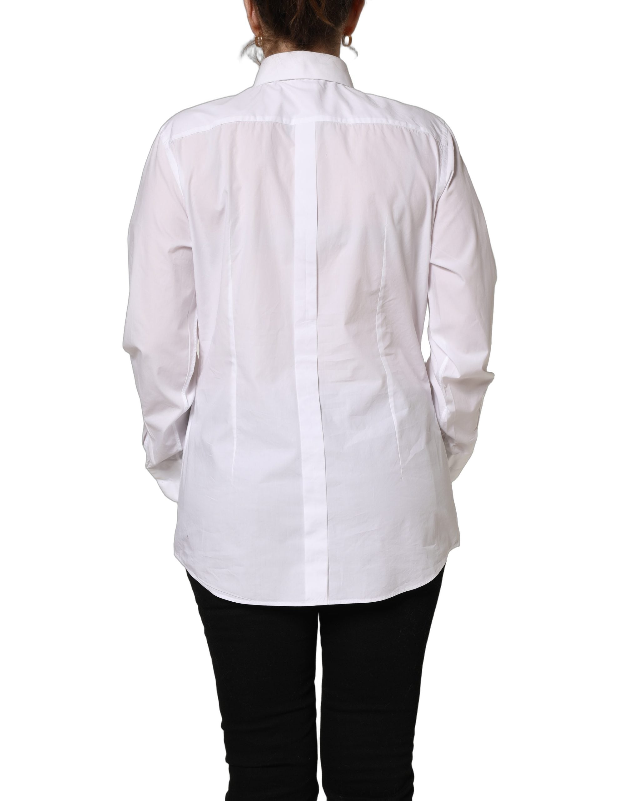 Dolce & Gabbana White Cotton Long Sleeve Button-Up Shirt Top Dolce & Gabbana