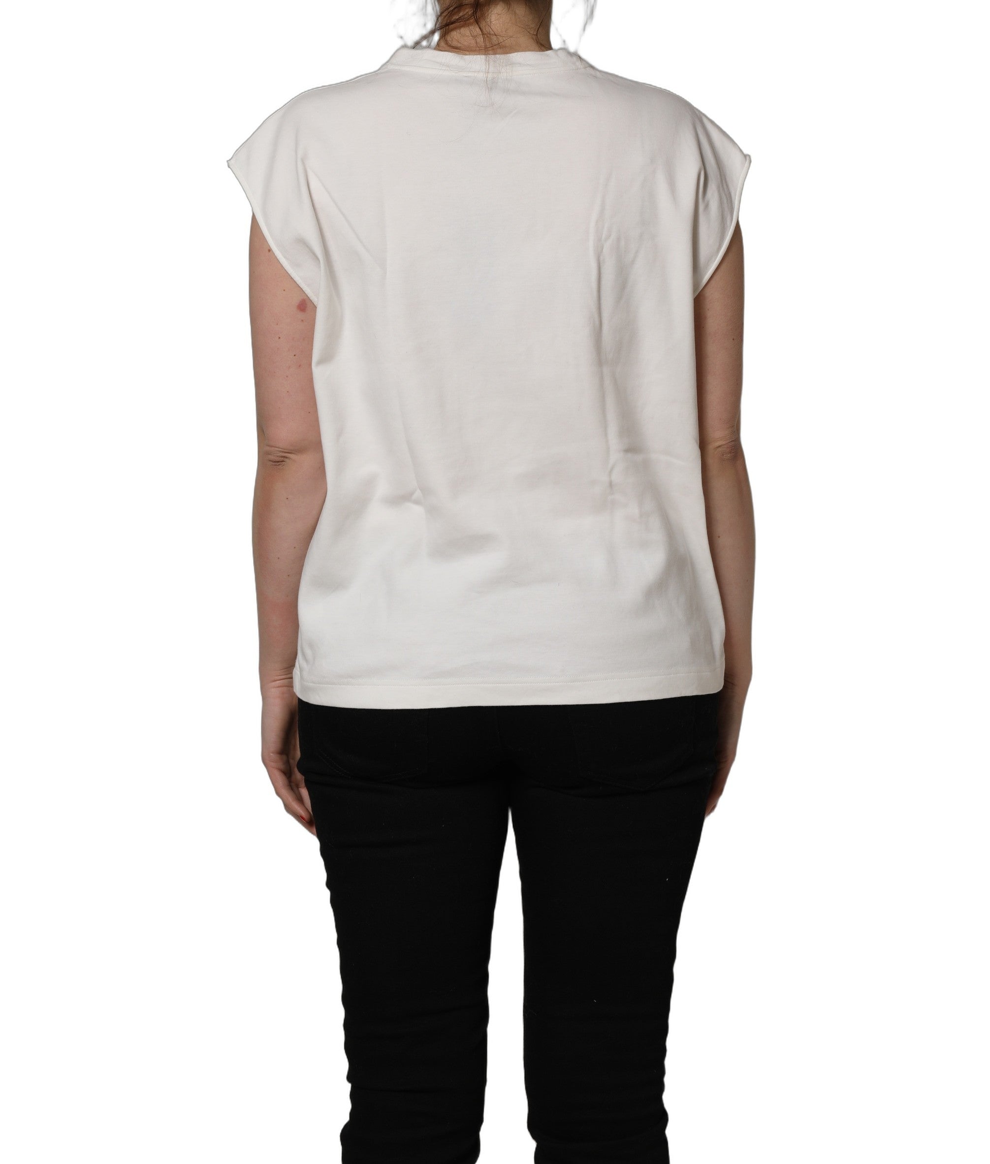 Dolce & Gabbana White Cotton Graphic Sleeveless Tank Top Dolce & Gabbana