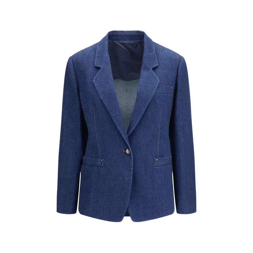 Giorgio Armani Blue Elastane Denim Jacket Giorgio Armani