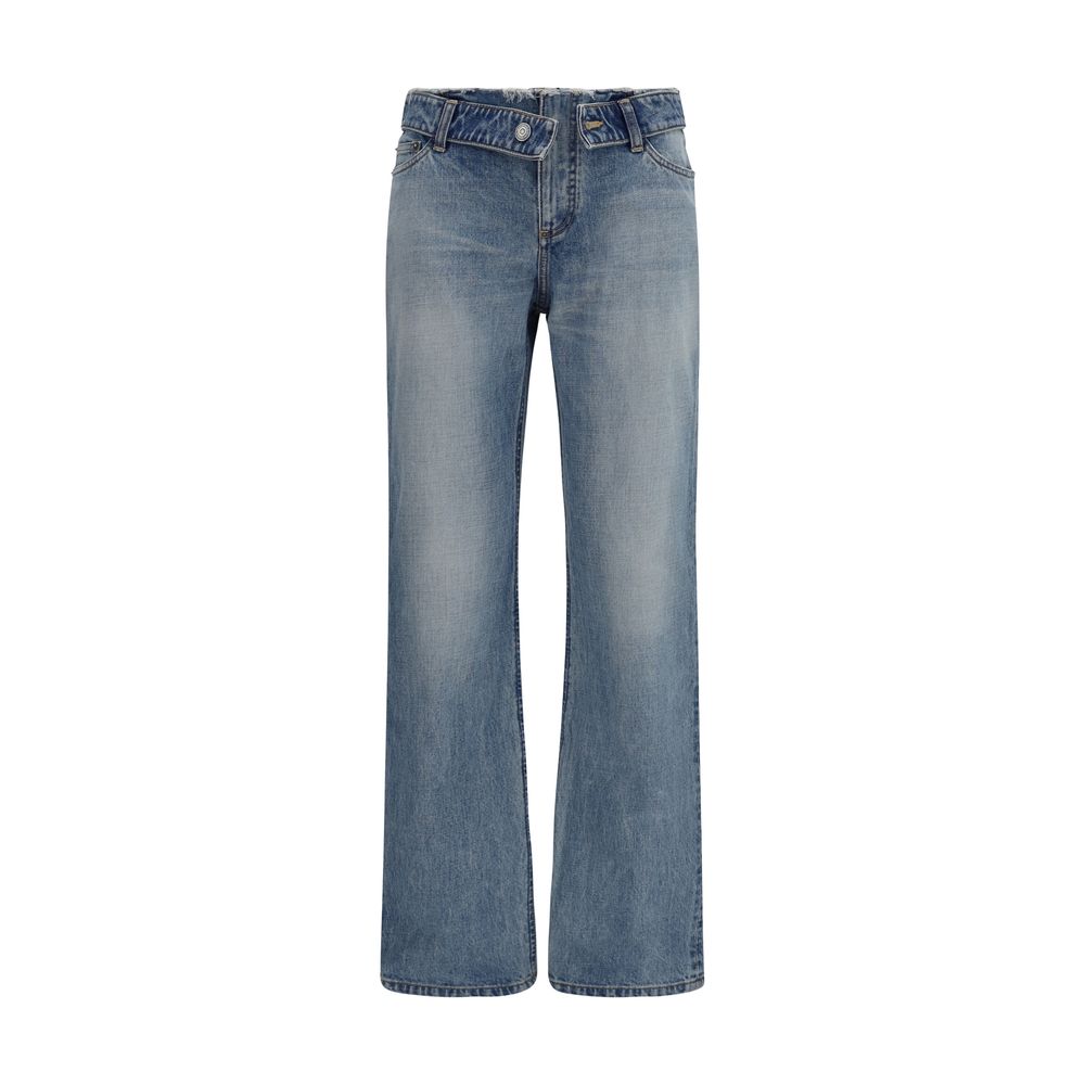 Alexander McQueen Blue Cotton Straight-Leg Jeans Alexander McQueen