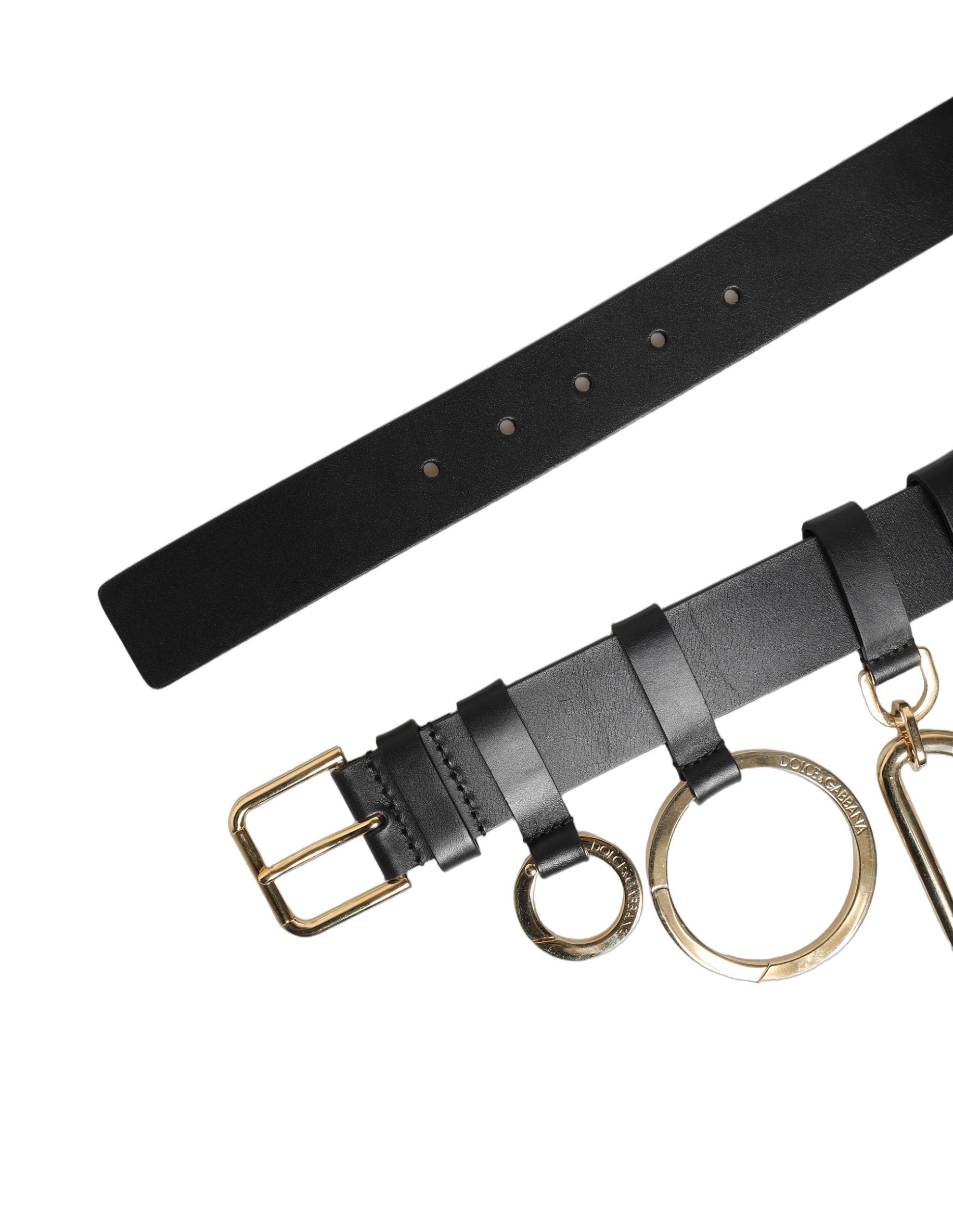 Dolce & Gabbana Black Calf Leather Gold Metal Buckle Men Belt Dolce & Gabbana