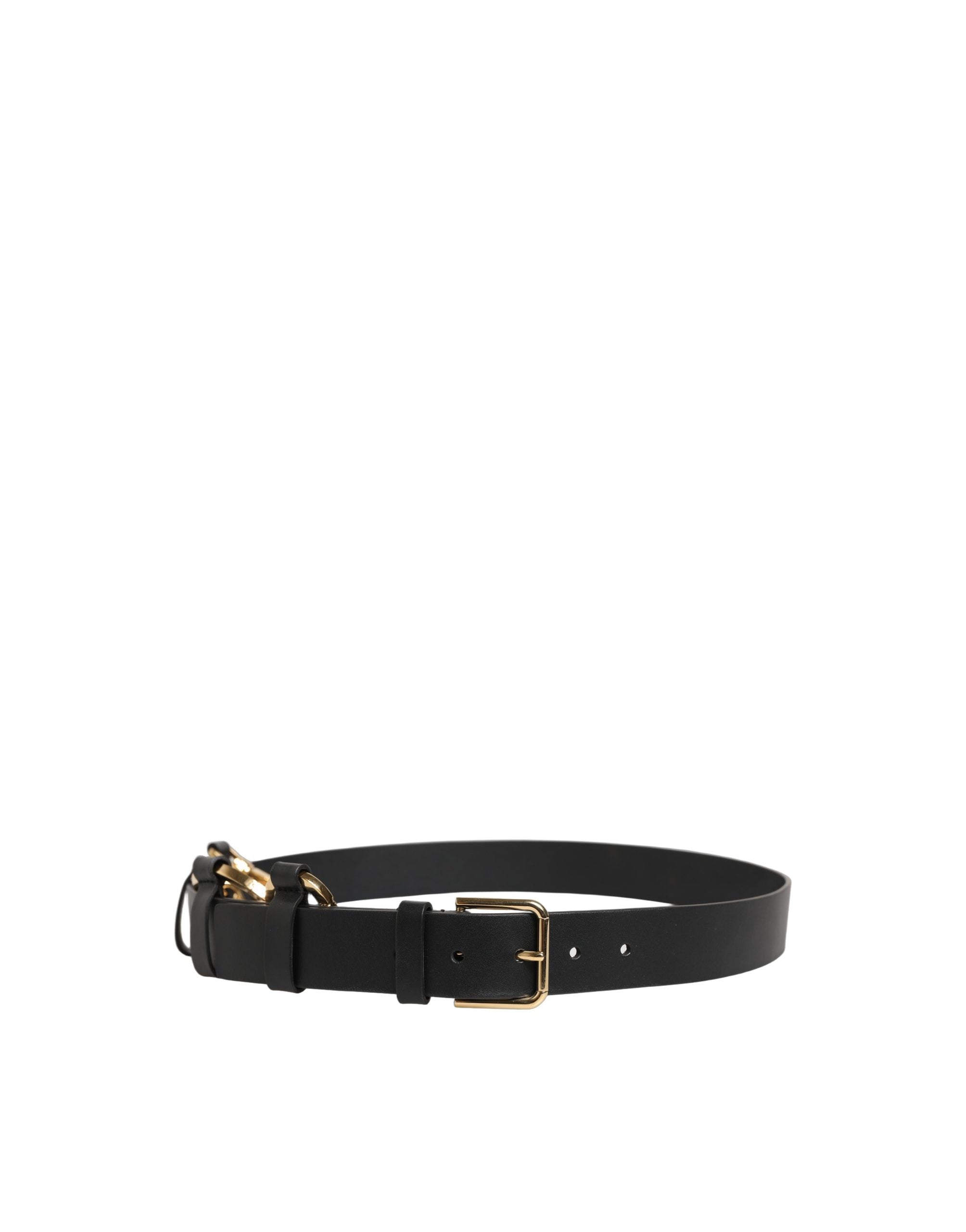 Dolce & Gabbana Black Calf Leather Gold Metal Buckle Men Belt Dolce & Gabbana