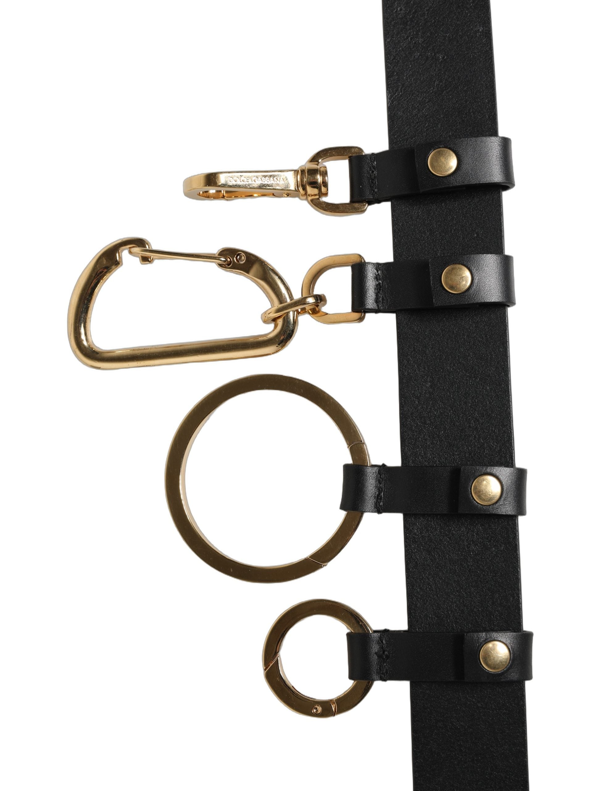 Dolce & Gabbana Black Calf Leather Gold Metal Buckle Men Belt Dolce & Gabbana