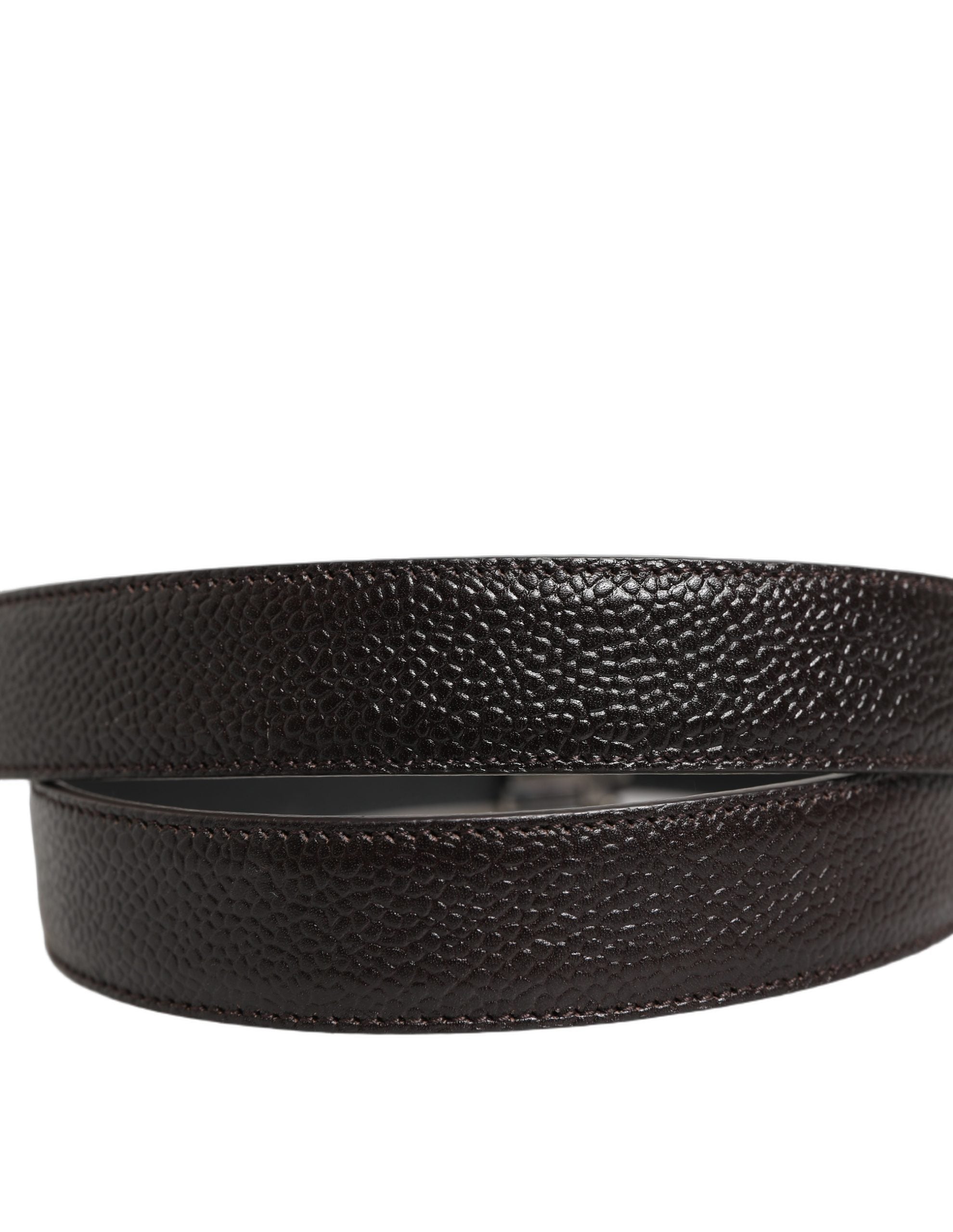 Dolce & Gabbana Brown Calf Leather Vintage Style Silver Buckle Belt Dolce & Gabbana