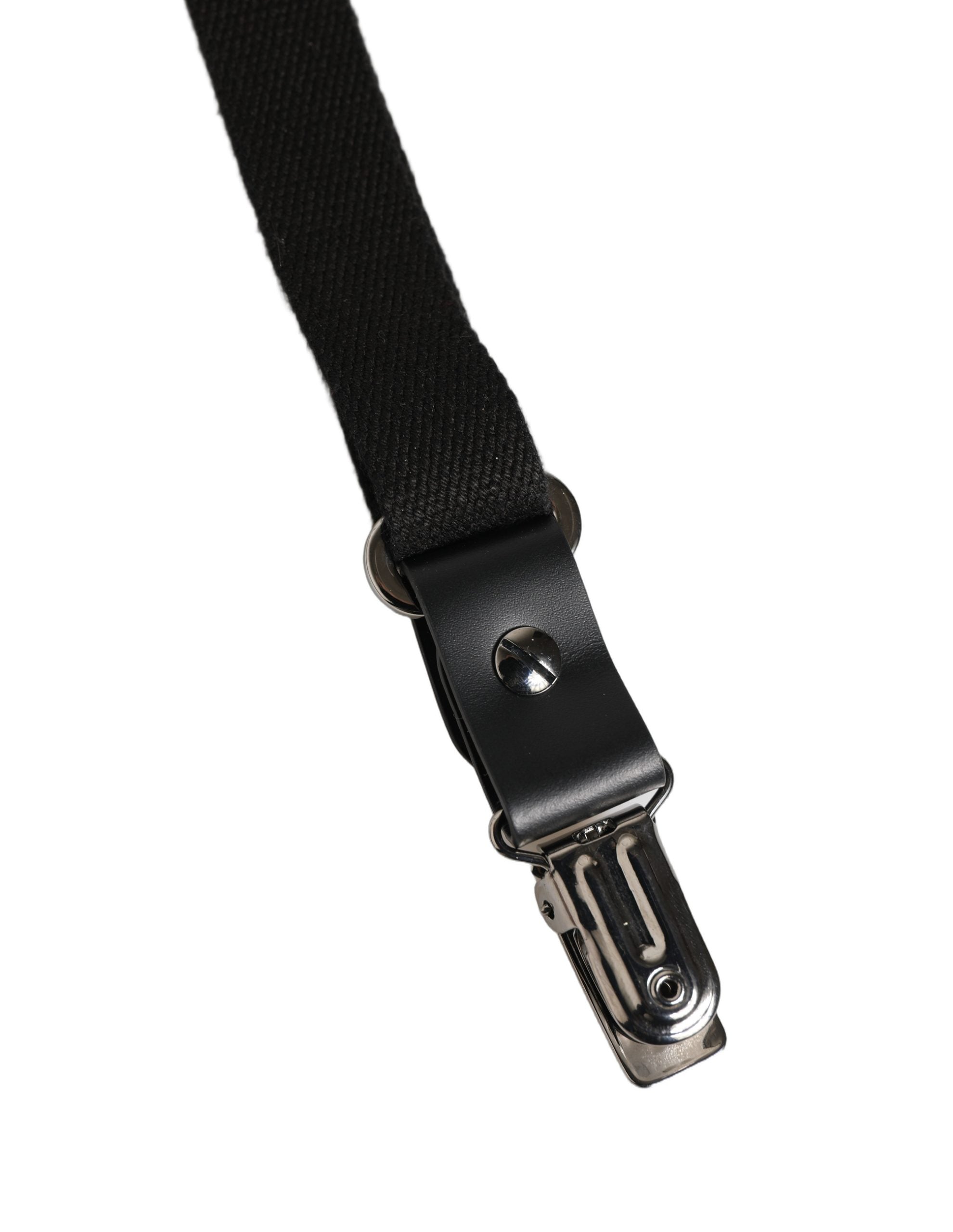 Dolce & Gabbana Black Cotton Leather Elastic Y-back Metal Clips Suspender Dolce & Gabbana