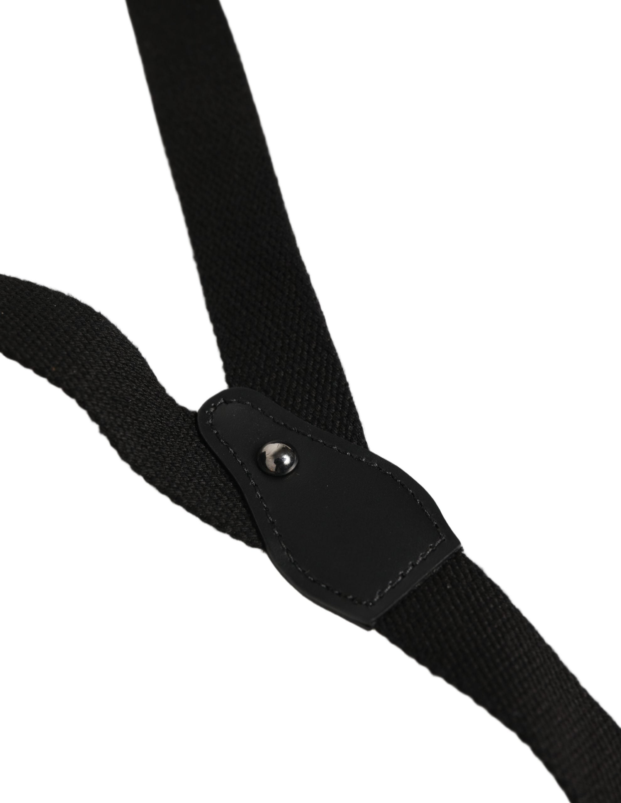 Dolce & Gabbana Black Cotton Leather Elastic Y-back Metal Clips Suspender Dolce & Gabbana