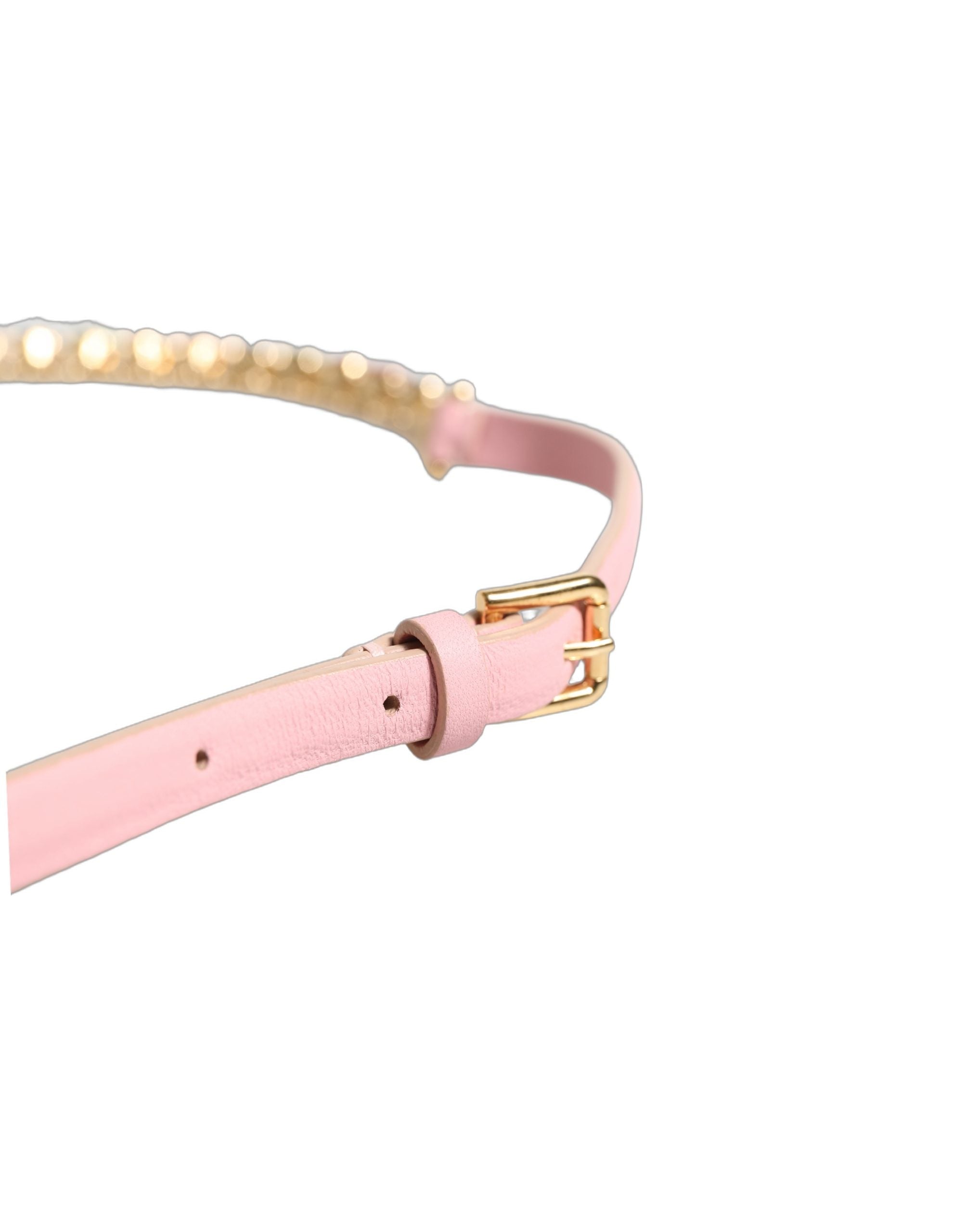 Dolce & Gabbana Pink Leather Crystal Chain Embellished Belt Dolce & Gabbana