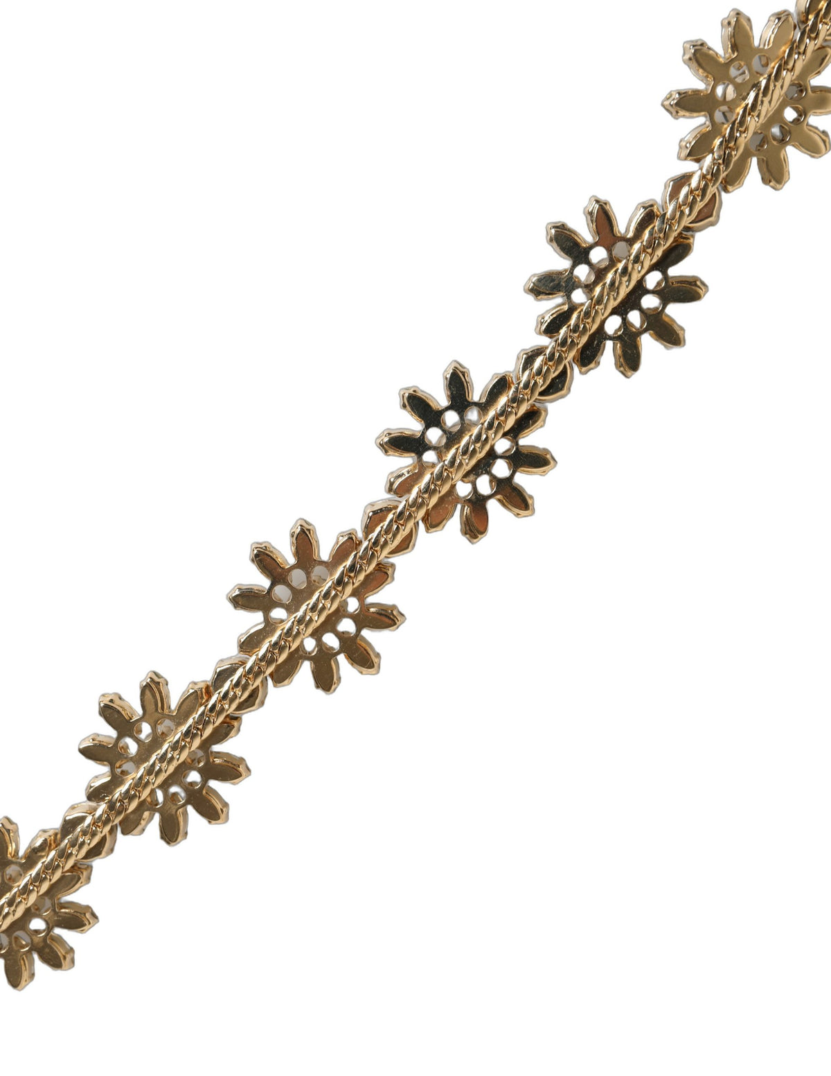 Dolce & Gabbana Green Leather Daisy Crystal Embellished Waist Belt