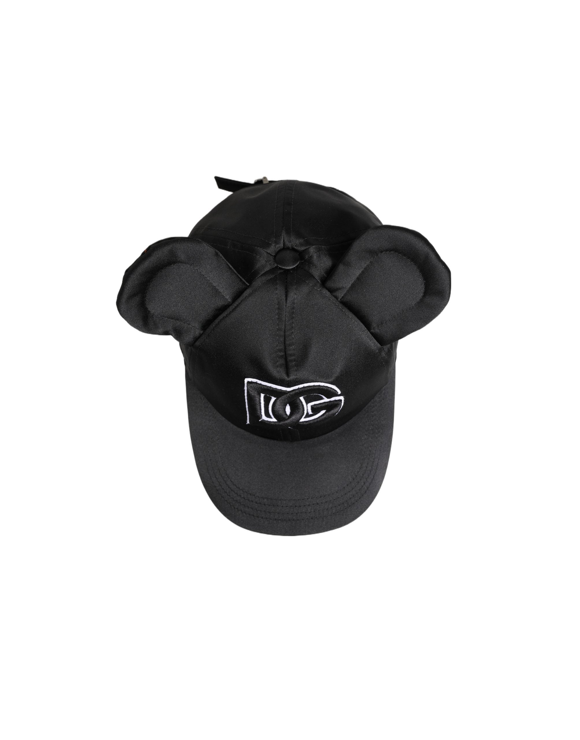 Dolce & Gabbana Men Black Velvet Animal Ears Baseball Cap Hat Dolce & Gabbana