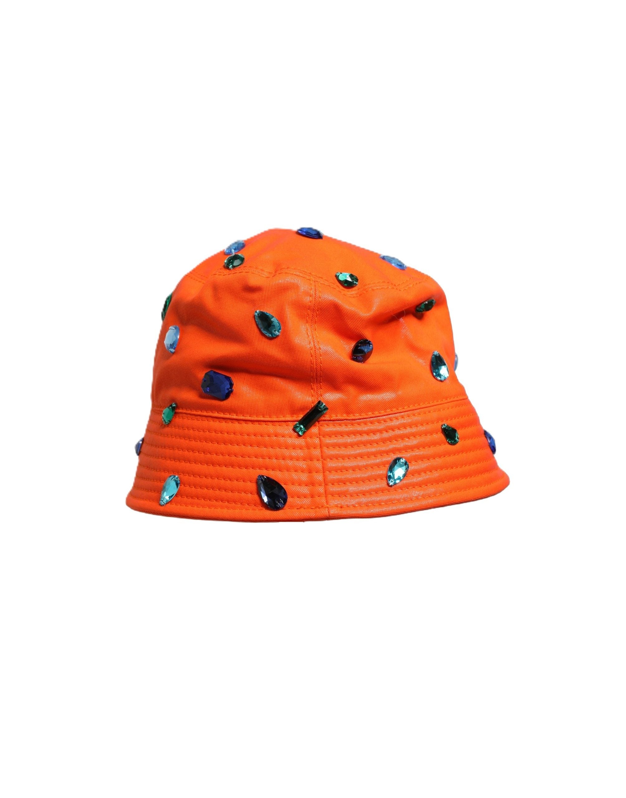 Dolce & Gabbana Orange Crystal Embellished Bucket Fisherman Cap Hat Dolce & Gabbana