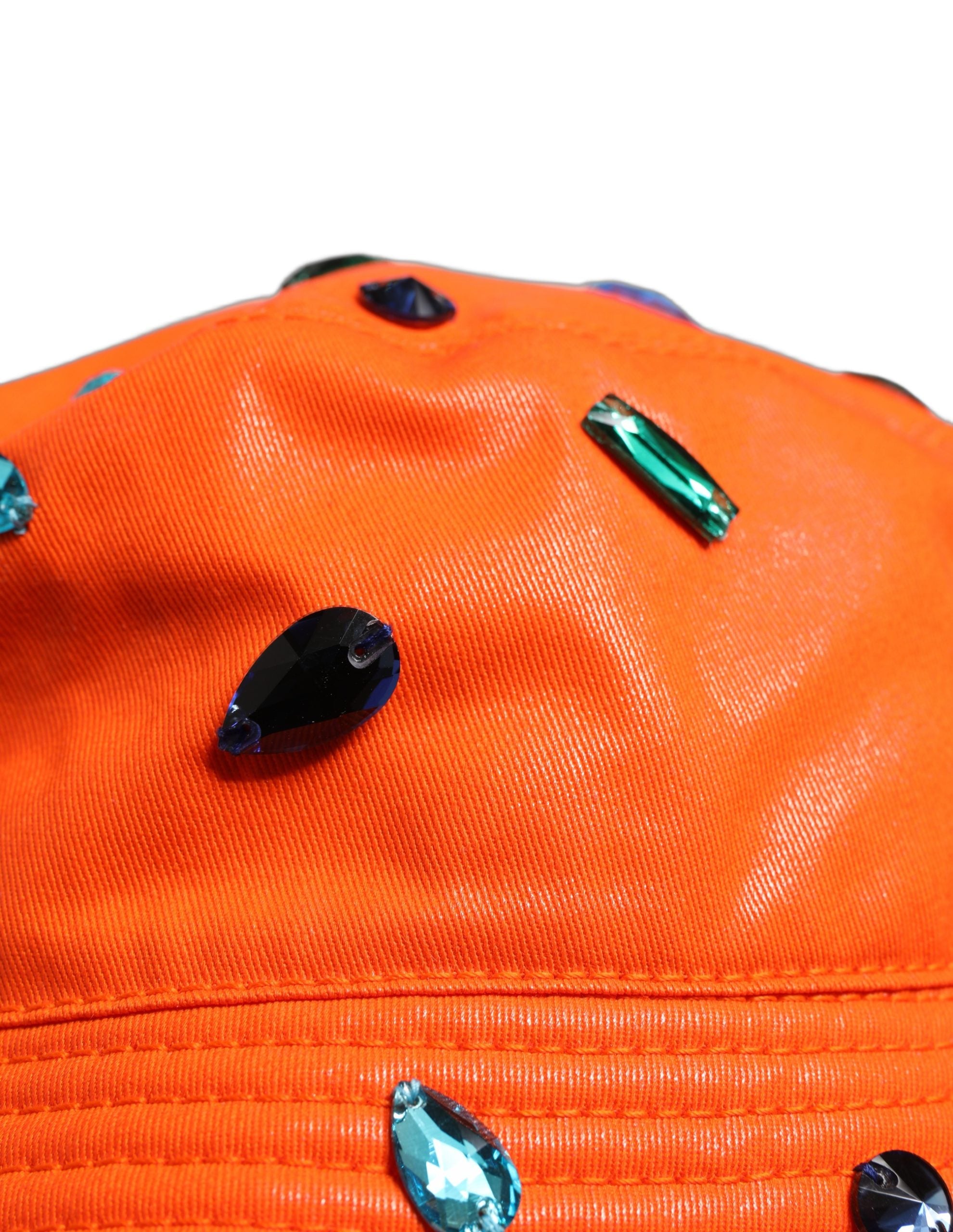 Dolce & Gabbana Orange Crystal Embellished Bucket Fisherman Cap Hat Dolce & Gabbana