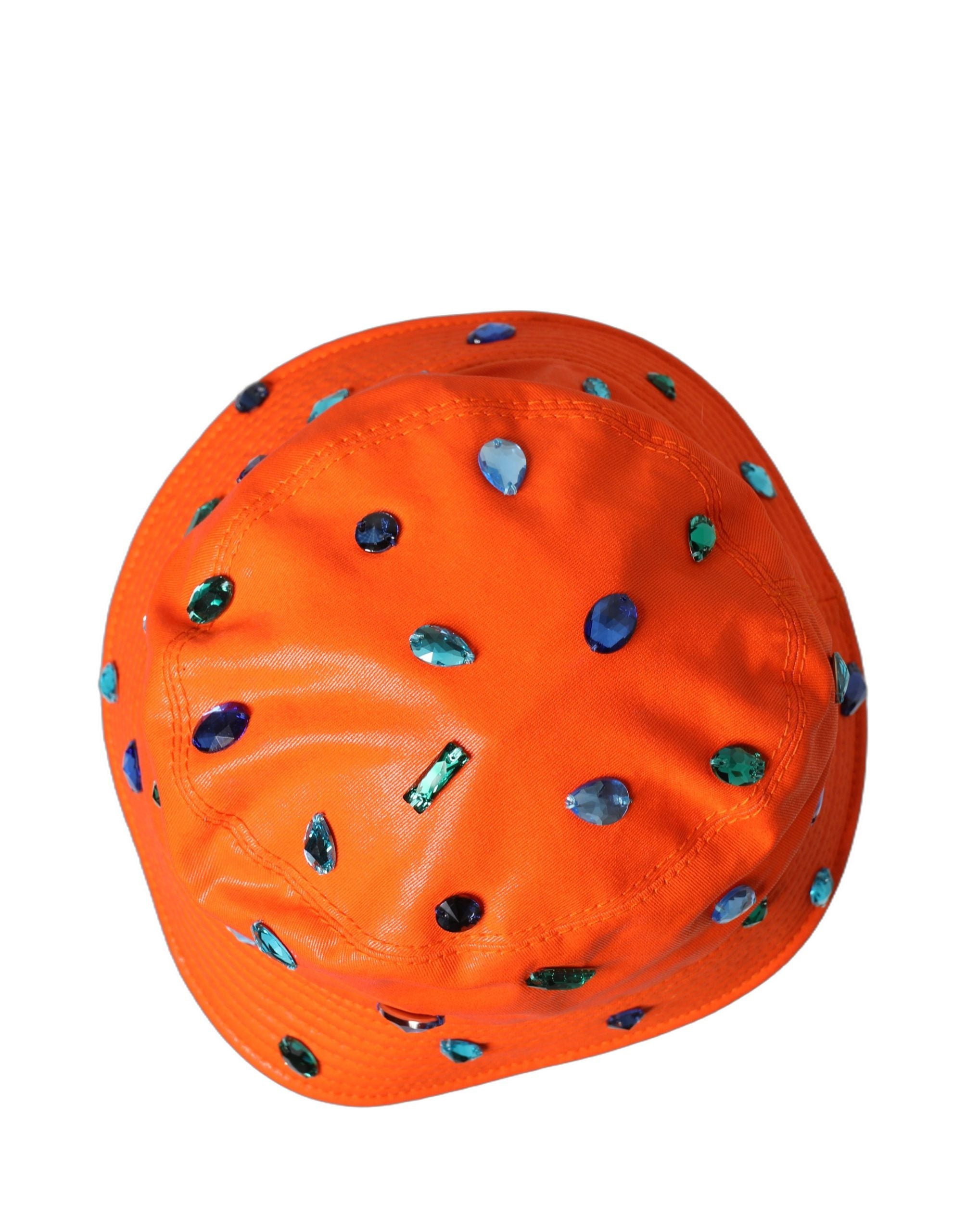Dolce & Gabbana Orange Crystal Embellished Bucket Fisherman Cap Hat Dolce & Gabbana
