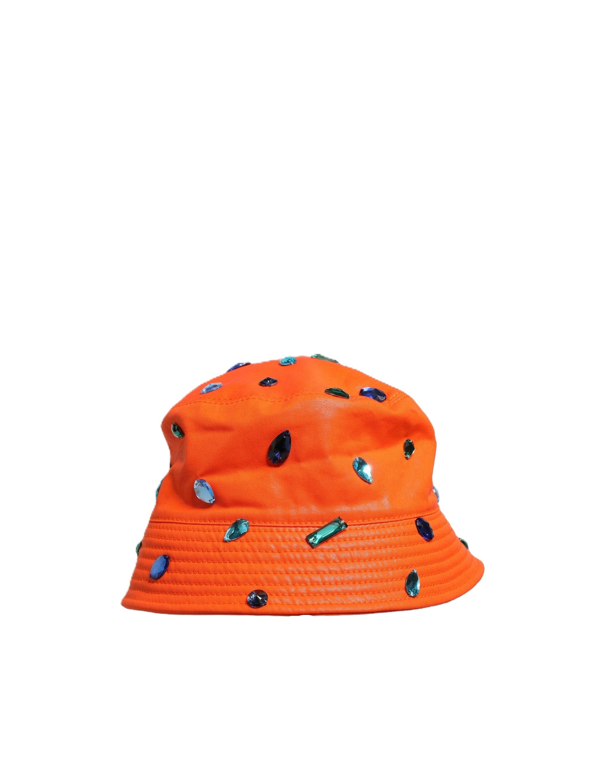 Dolce & Gabbana Orange Crystal Embellished Bucket Fisherman Cap Hat Dolce & Gabbana