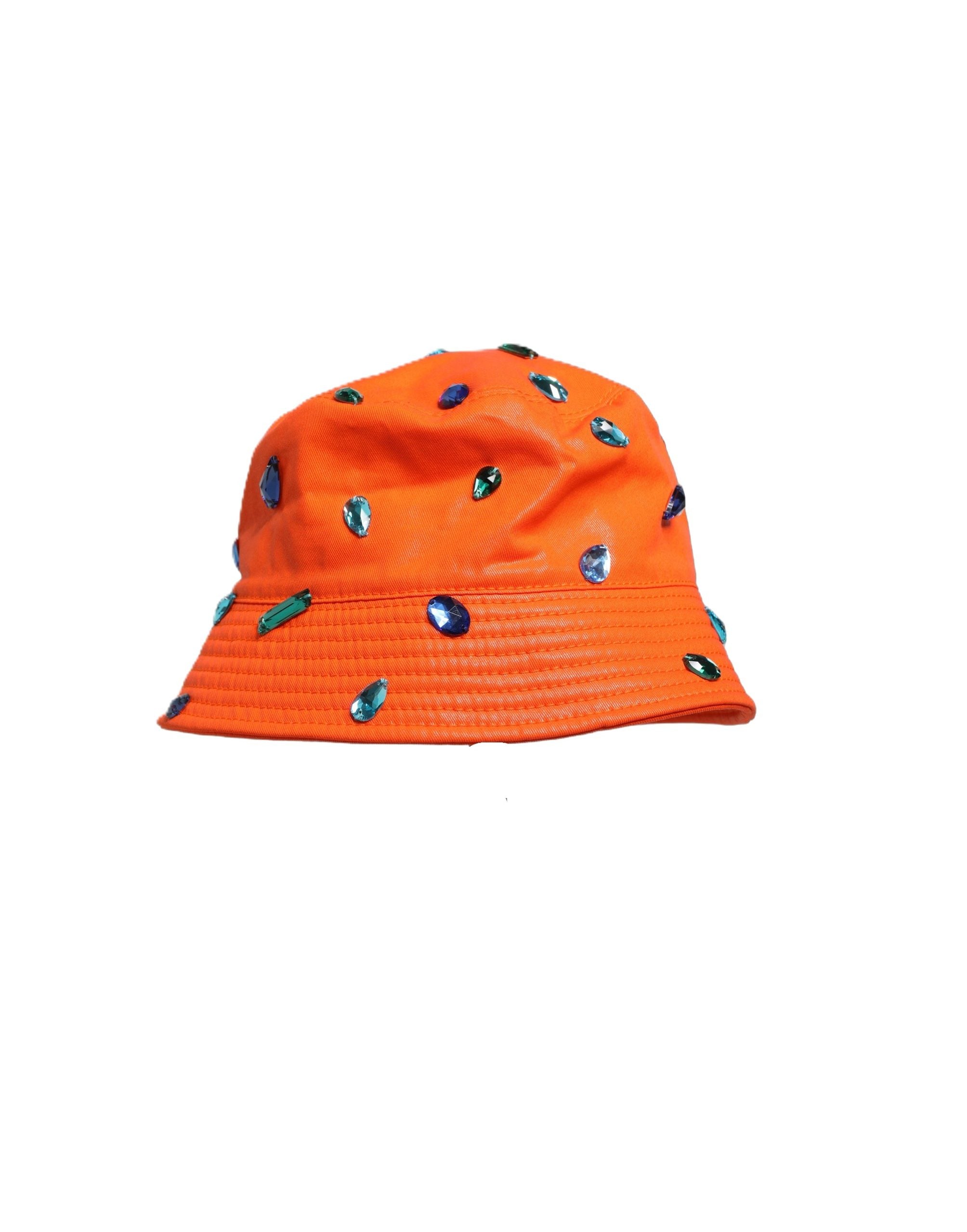 Dolce & Gabbana Orange Crystal Embellished Bucket Fisherman Cap Hat Dolce & Gabbana