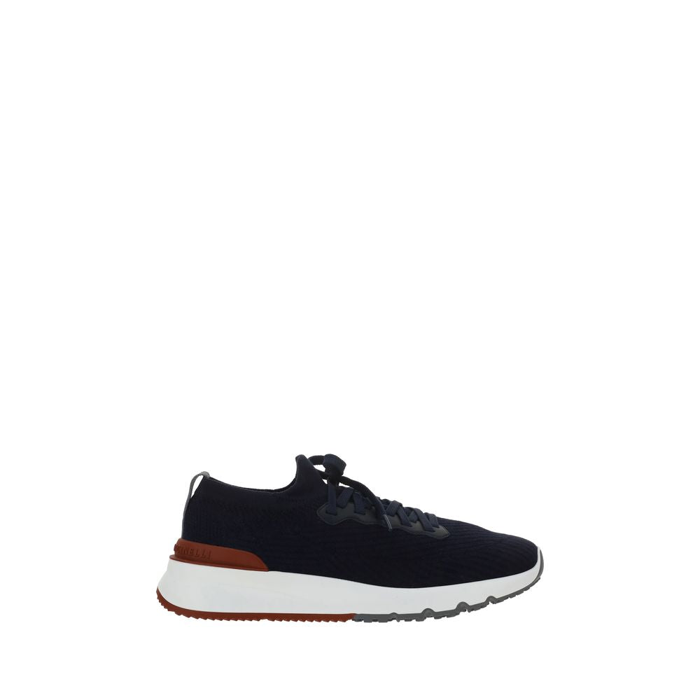 Brunello Cucinelli Blue Cotton Low Top Sneakers Brunello Cucinelli