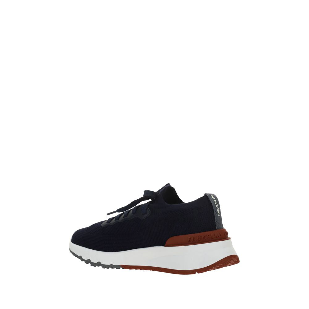 Brunello Cucinelli Blue Cotton Low Top Sneakers Brunello Cucinelli