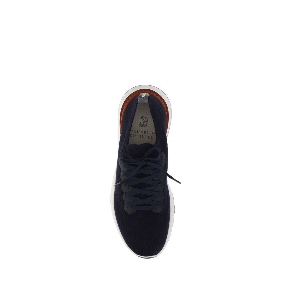 Brunello Cucinelli Blue Cotton Low Top Sneakers Brunello Cucinelli