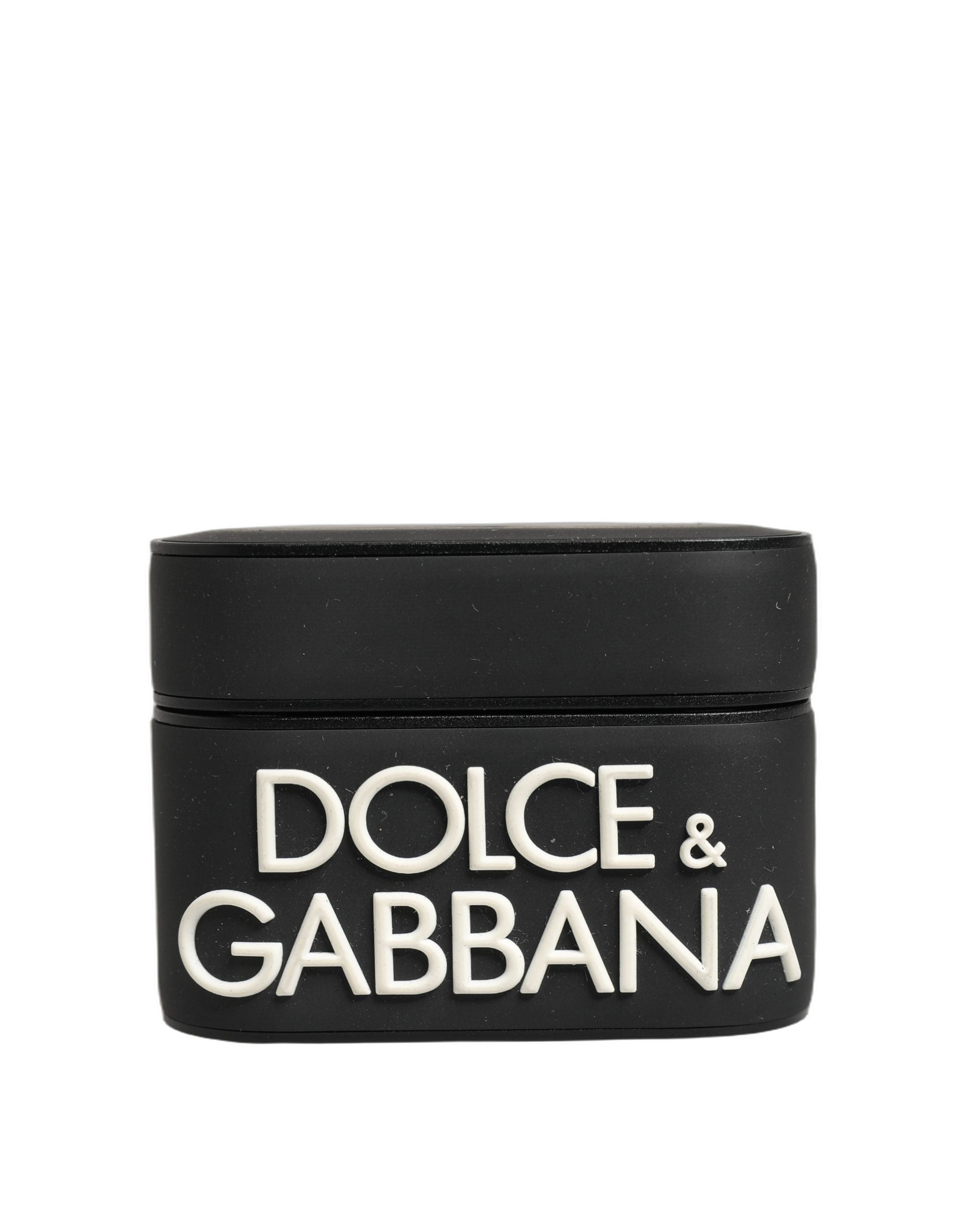 Dolce & Gabbana Case Black PVC Embossed Logo Flip Holder Women Airpods Dolce & Gabbana