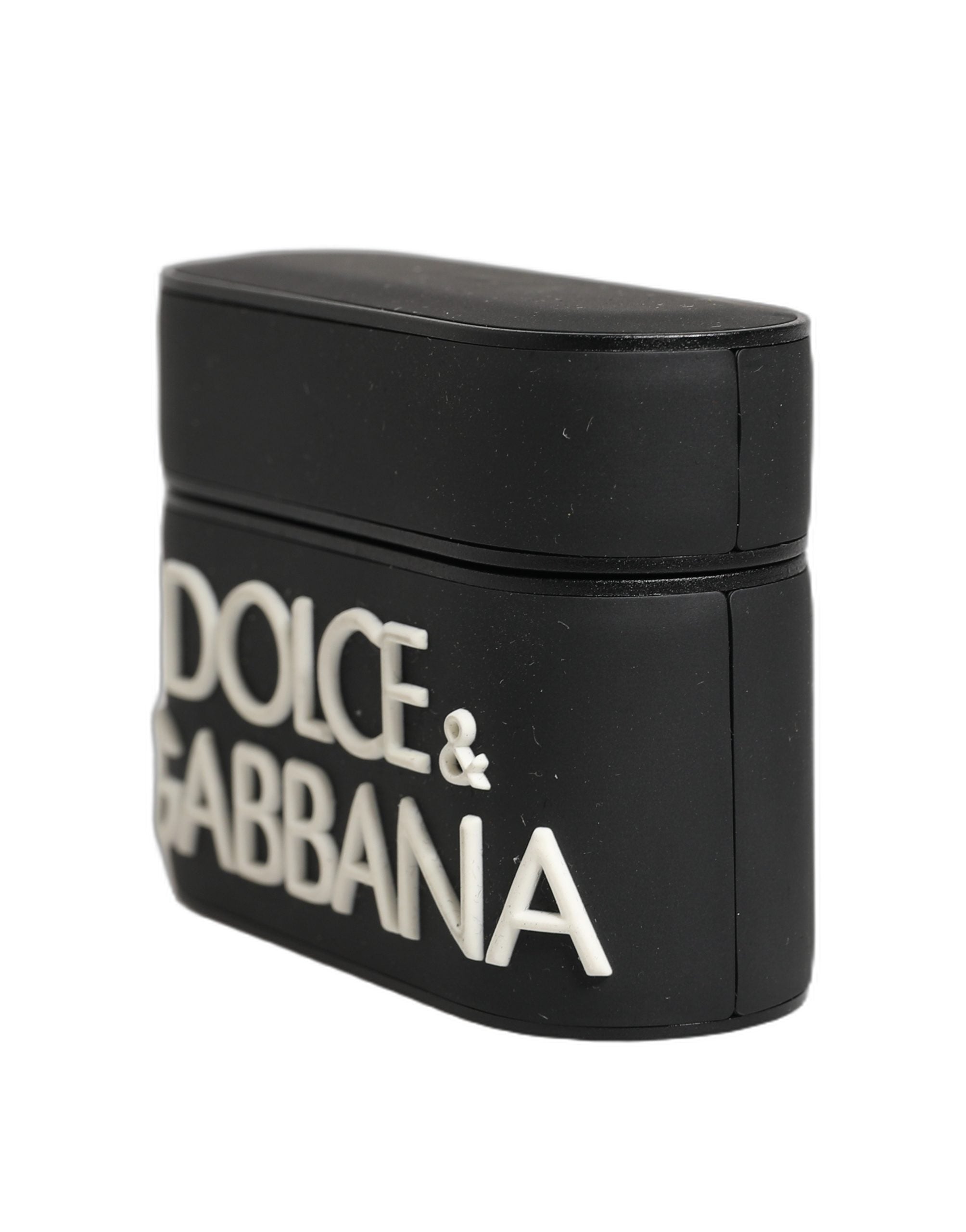 Dolce & Gabbana Case Black PVC Embossed Logo Flip Holder Women Airpods Dolce & Gabbana