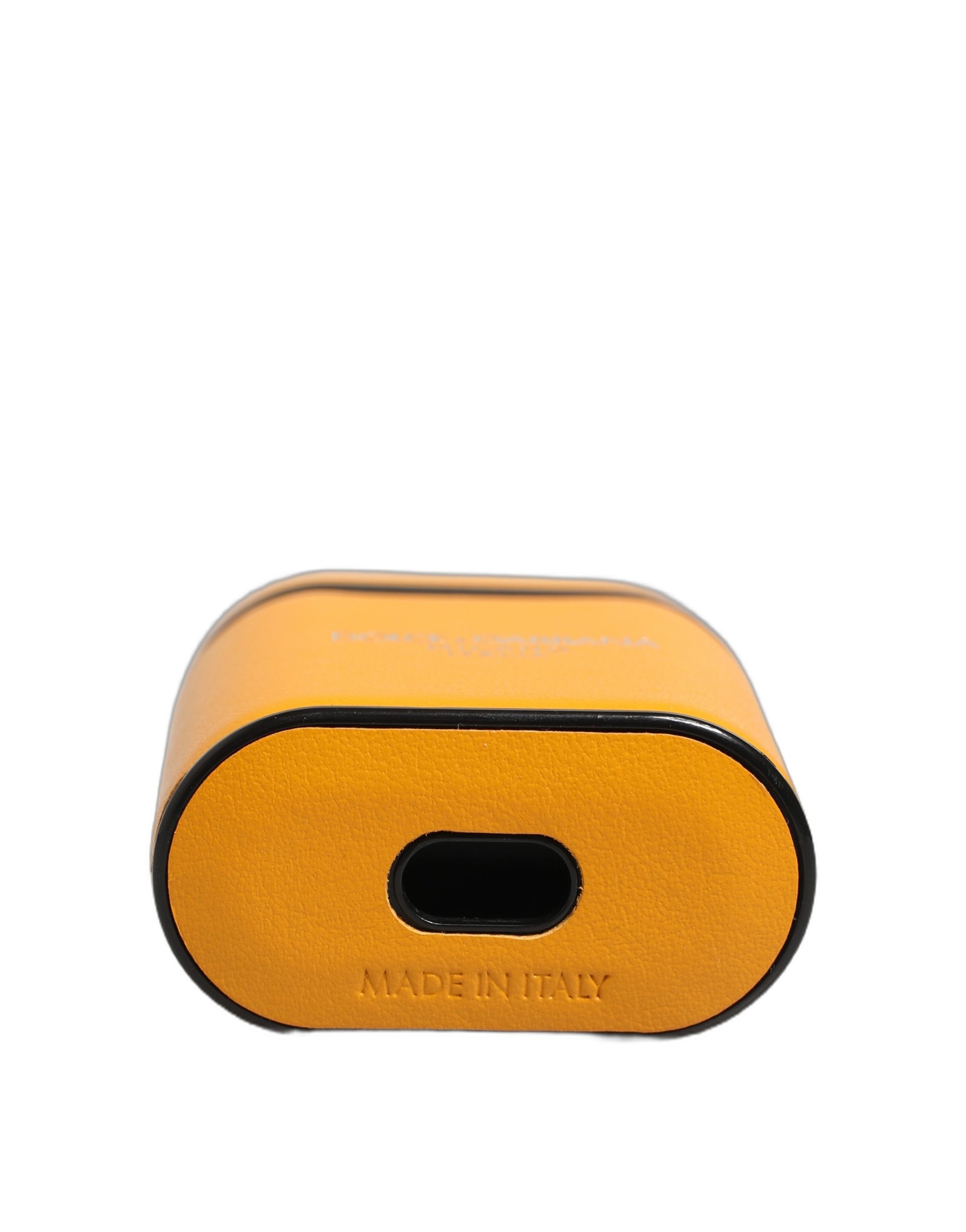 Dolce & Gabbana Case Yellow Calf Leather Logo Flip Holder Strap Airpods Dolce & Gabbana