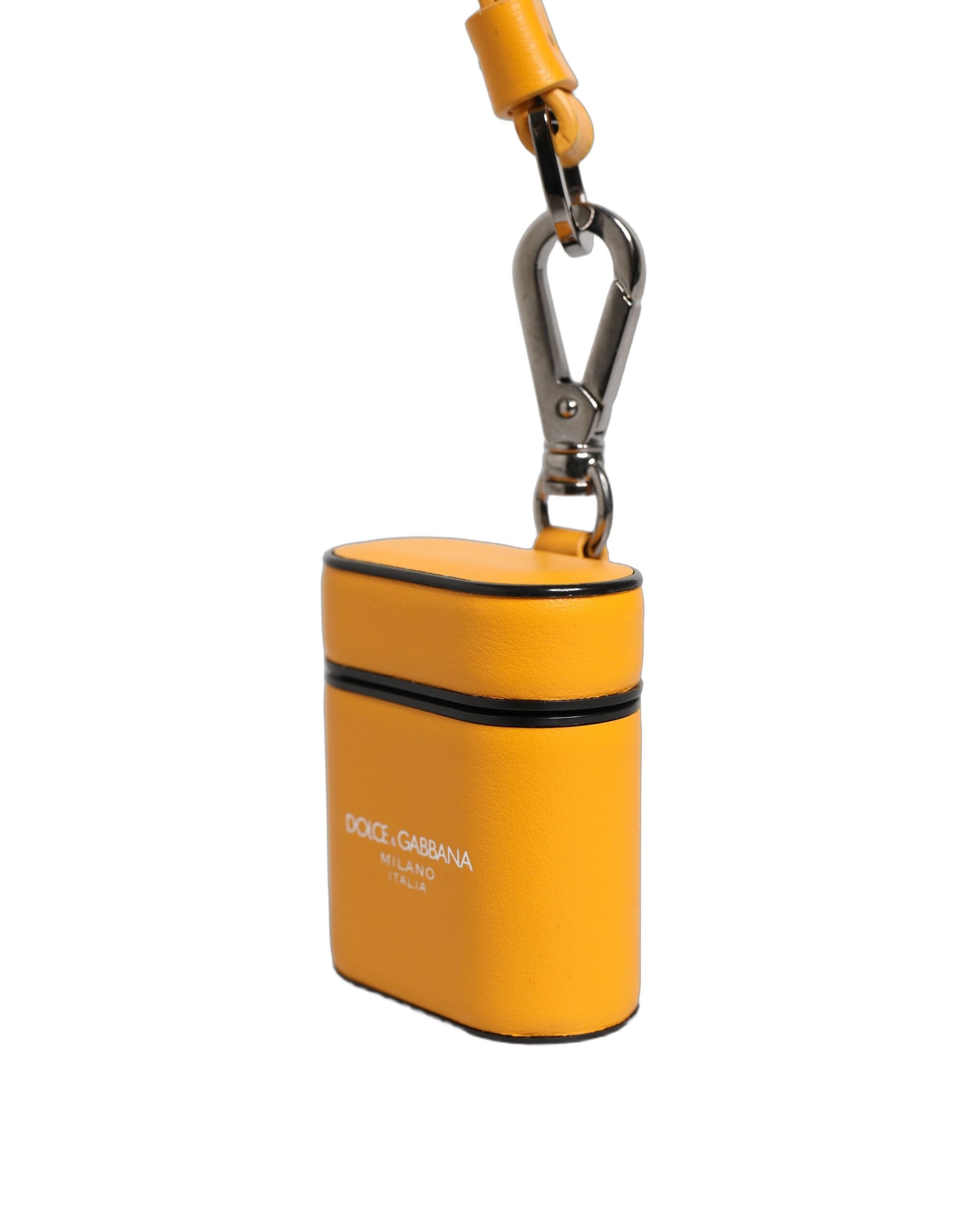 Dolce & Gabbana Case Yellow Calf Leather Logo Flip Holder Strap Airpods Dolce & Gabbana