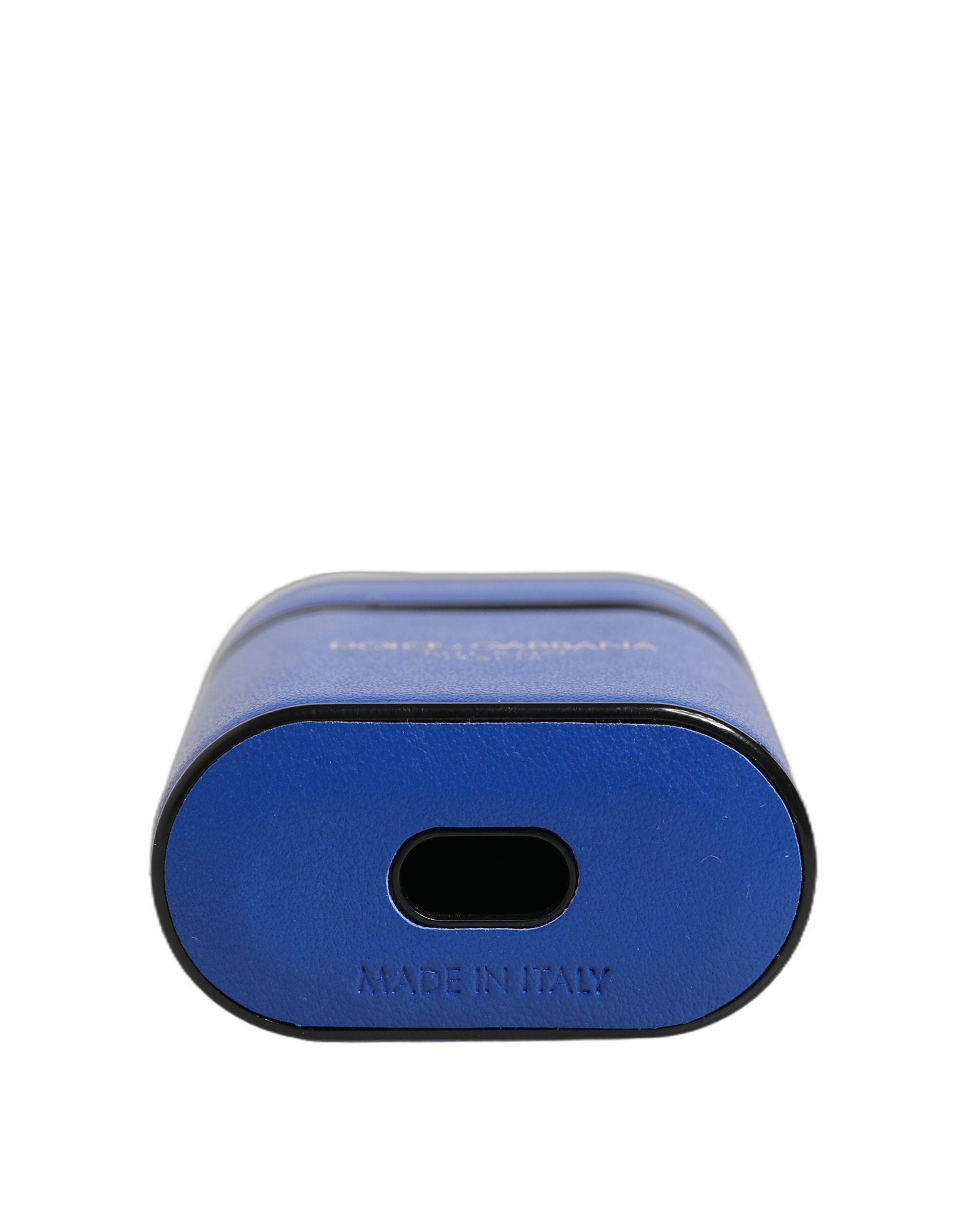 Dolce & Gabbana Case Blue Calf Leather Logo Flip Holder Strap Airpods Dolce & Gabbana