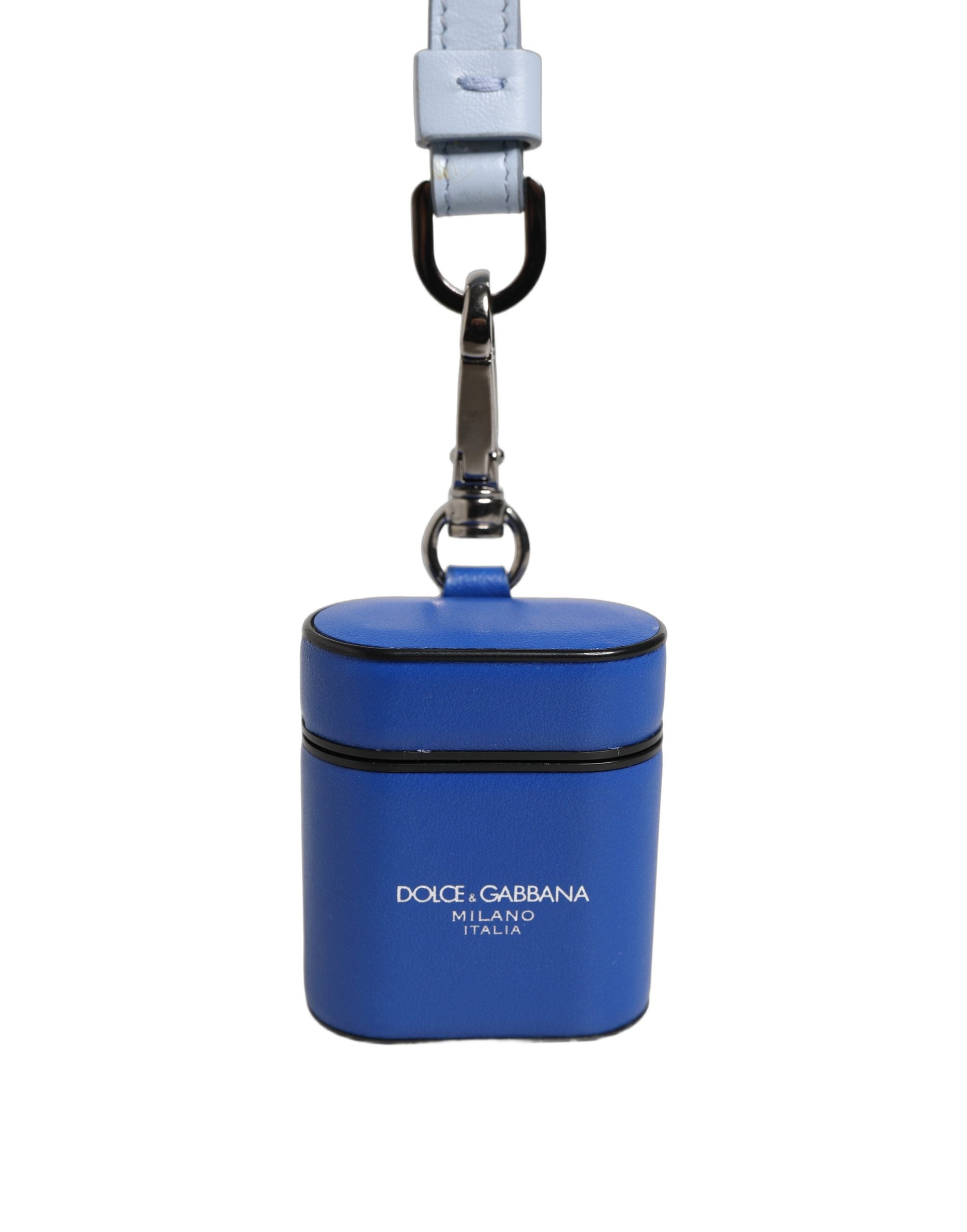 Dolce & Gabbana Case Blue Calf Leather Logo Flip Holder Strap Airpods Dolce & Gabbana
