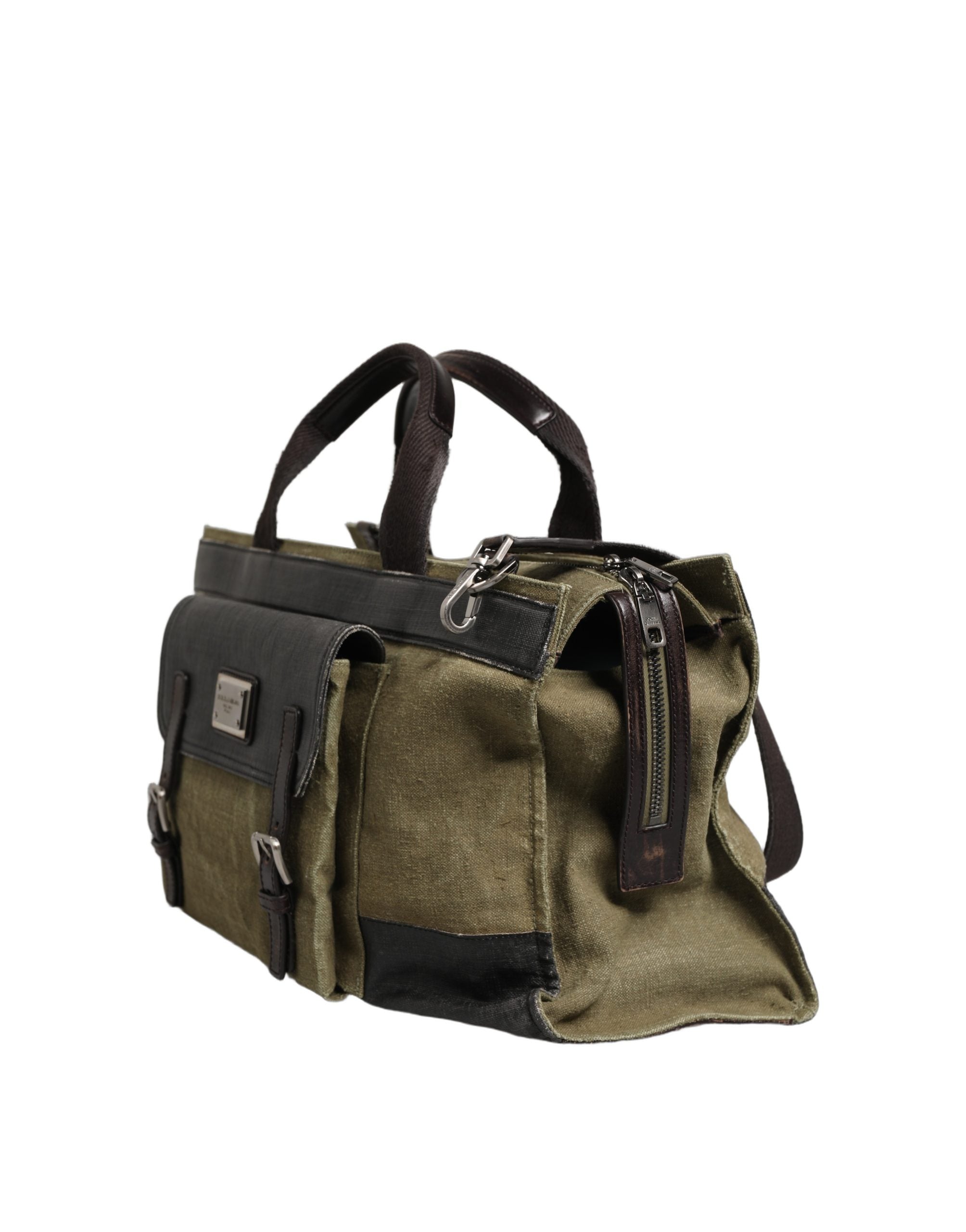 Dolce & Gabbana Military Green Two Tone Tote Duffel Shoulder Borse Bag Dolce & Gabbana
