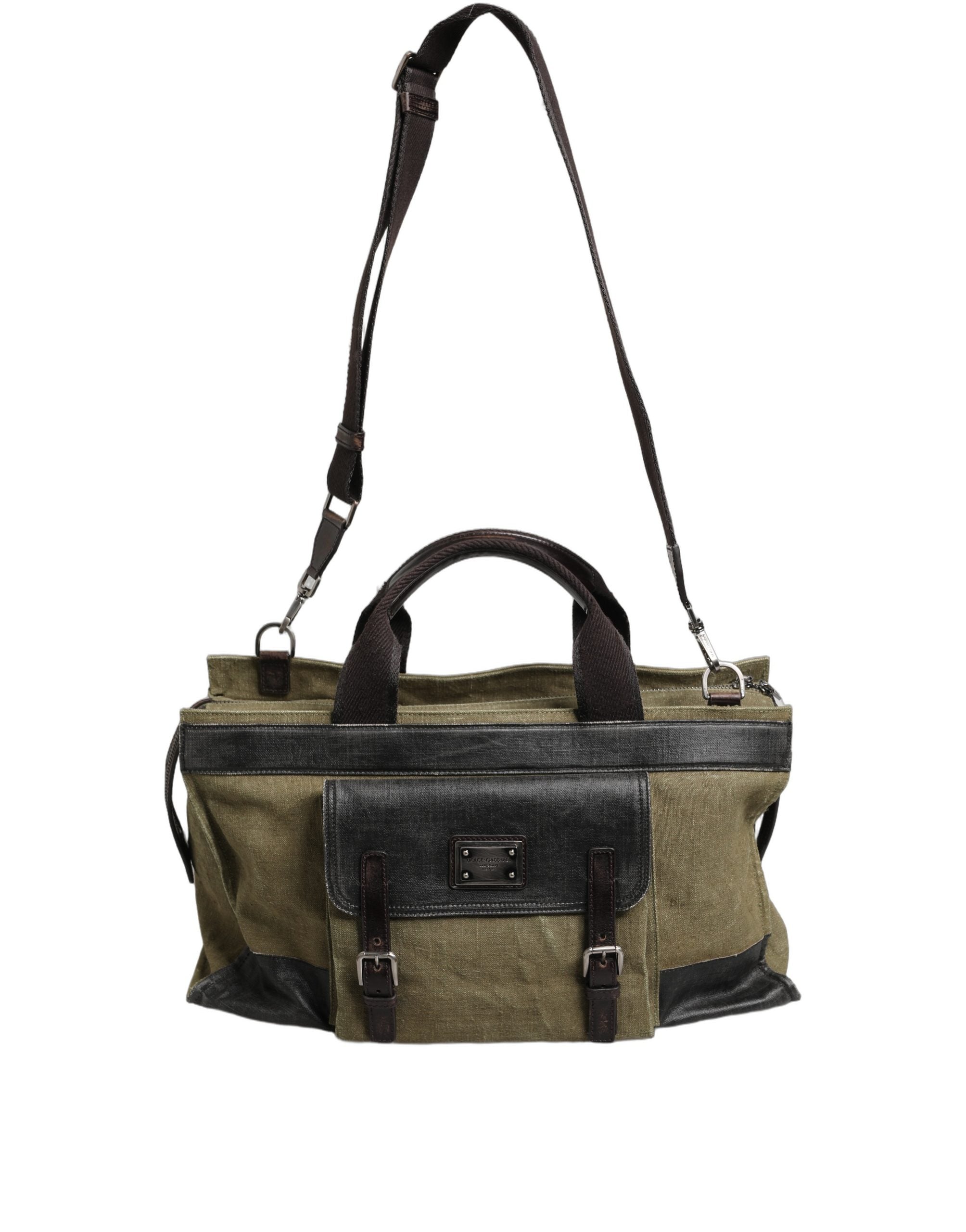 Dolce & Gabbana Military Green Two Tone Tote Duffel Shoulder Borse Bag Dolce & Gabbana