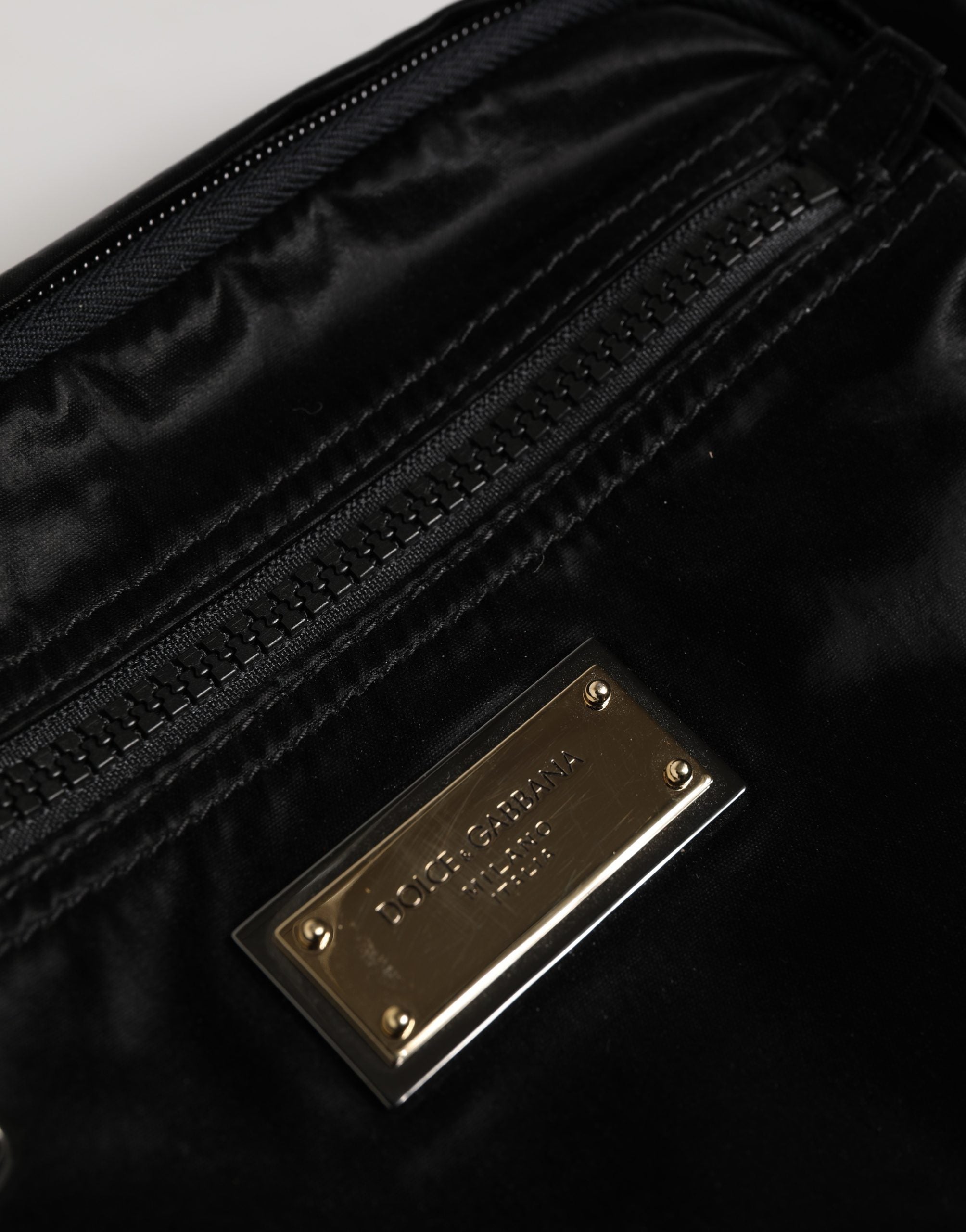 Dolce & Gabbana Black Nylon Brass Plate Bumbag Waist Fanny Pack Men Bag Dolce & Gabbana