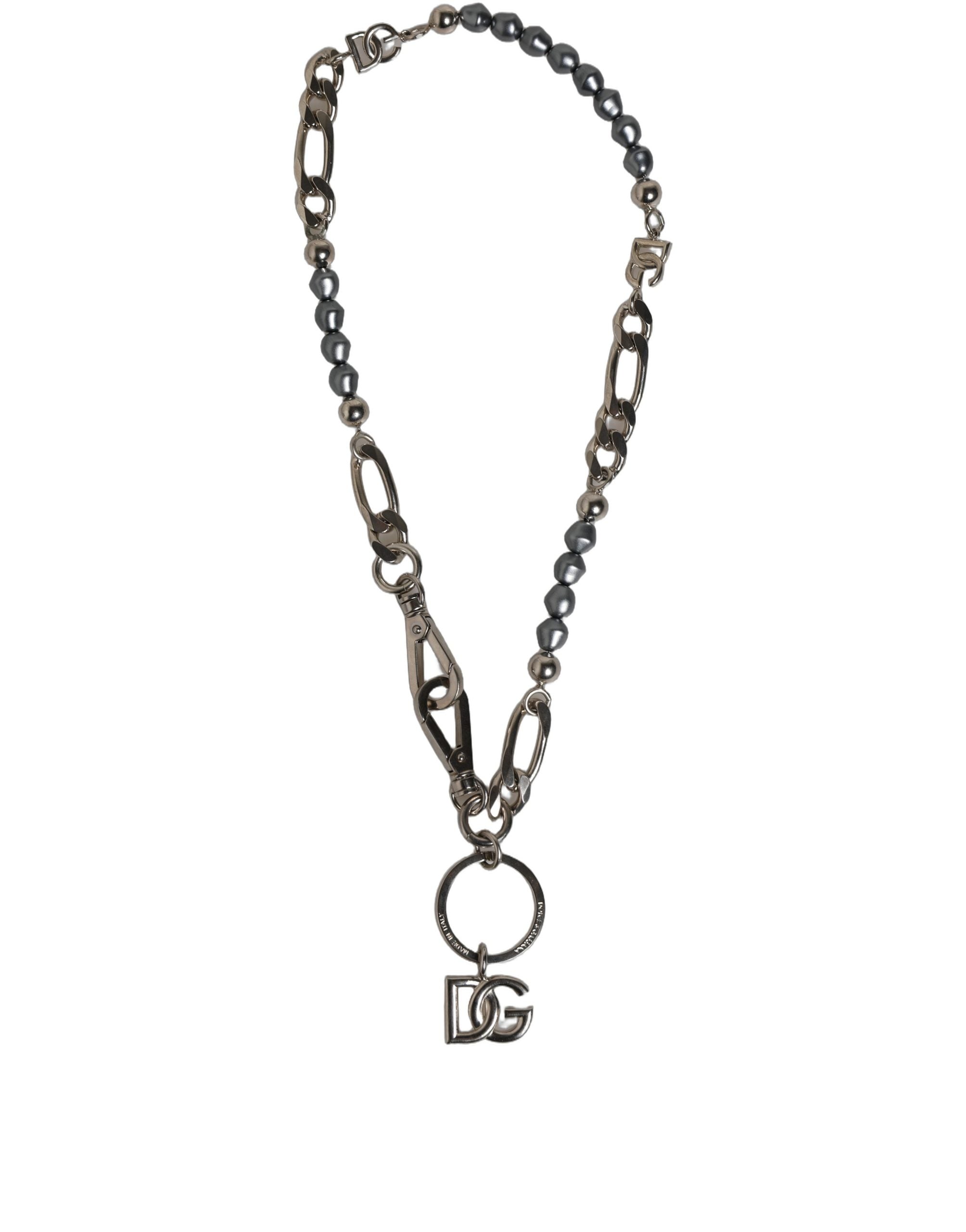 Dolce & Gabbana Silver Tone Chain Signature DG Logo Pendant Necklace Dolce & Gabbana