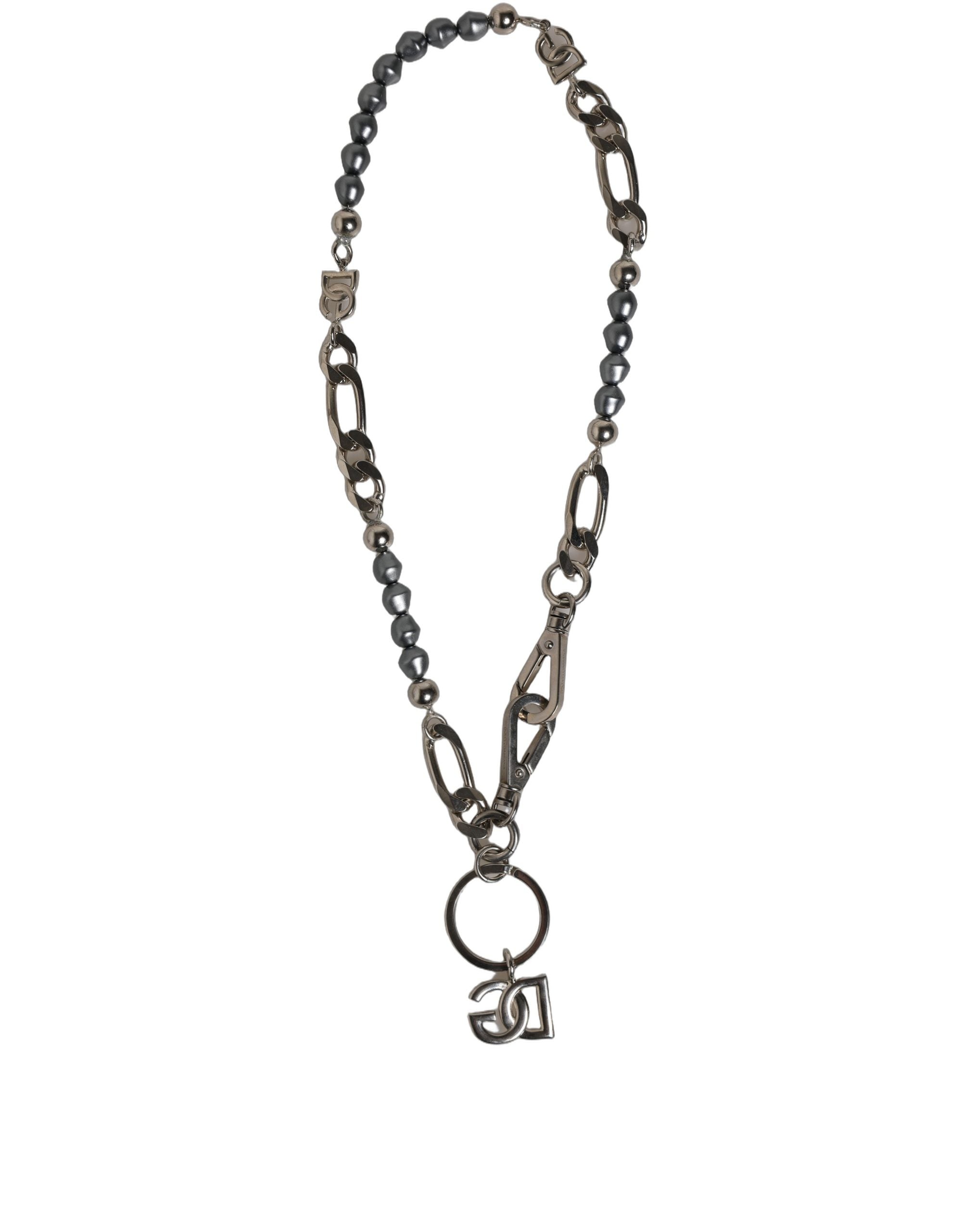 Dolce & Gabbana Silver Tone Chain Signature DG Logo Pendant Necklace Dolce & Gabbana