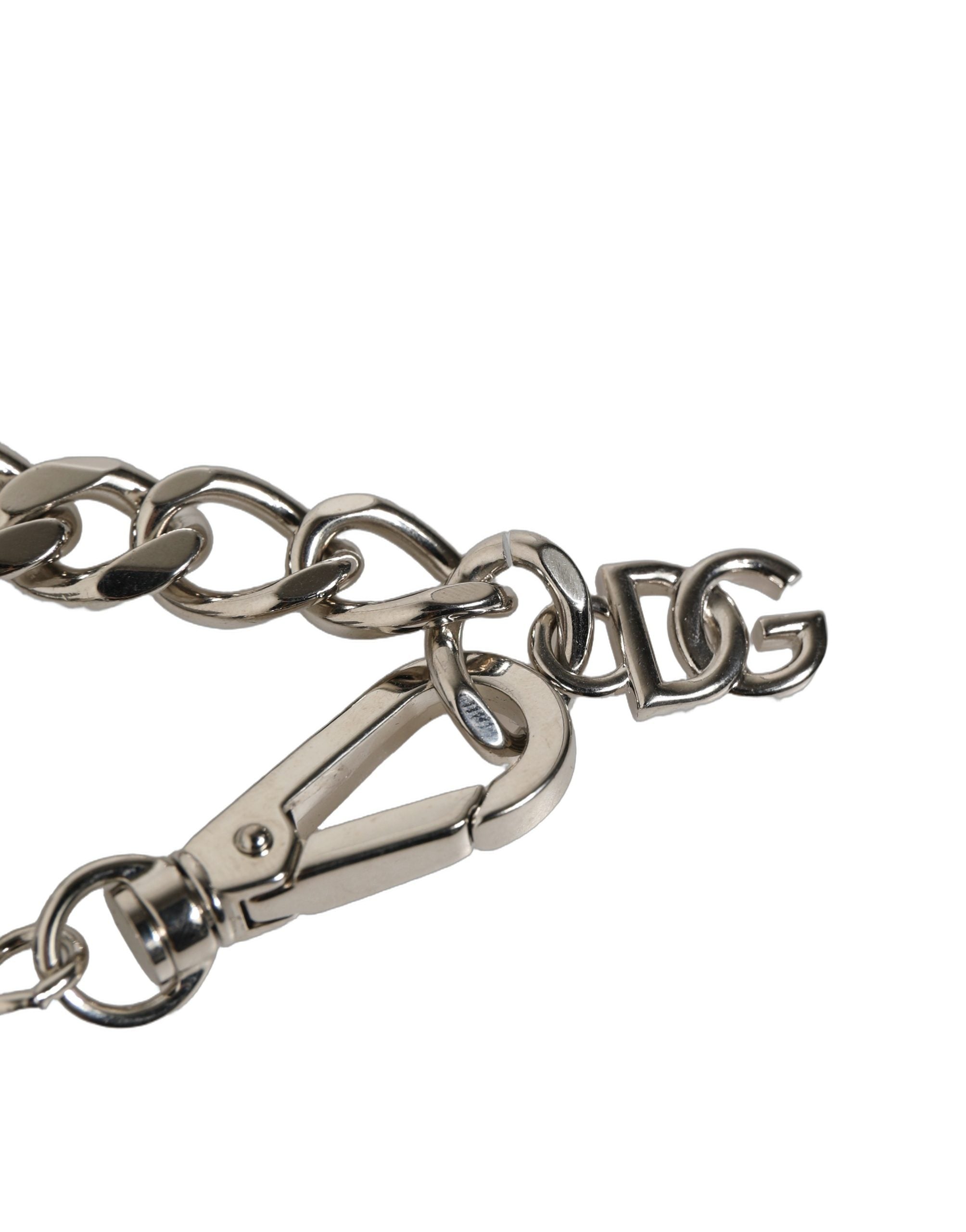 Dolce & Gabbana Silver Tone Brass Beaded Shell DG Logo Pendant Bracelet Dolce & Gabbana