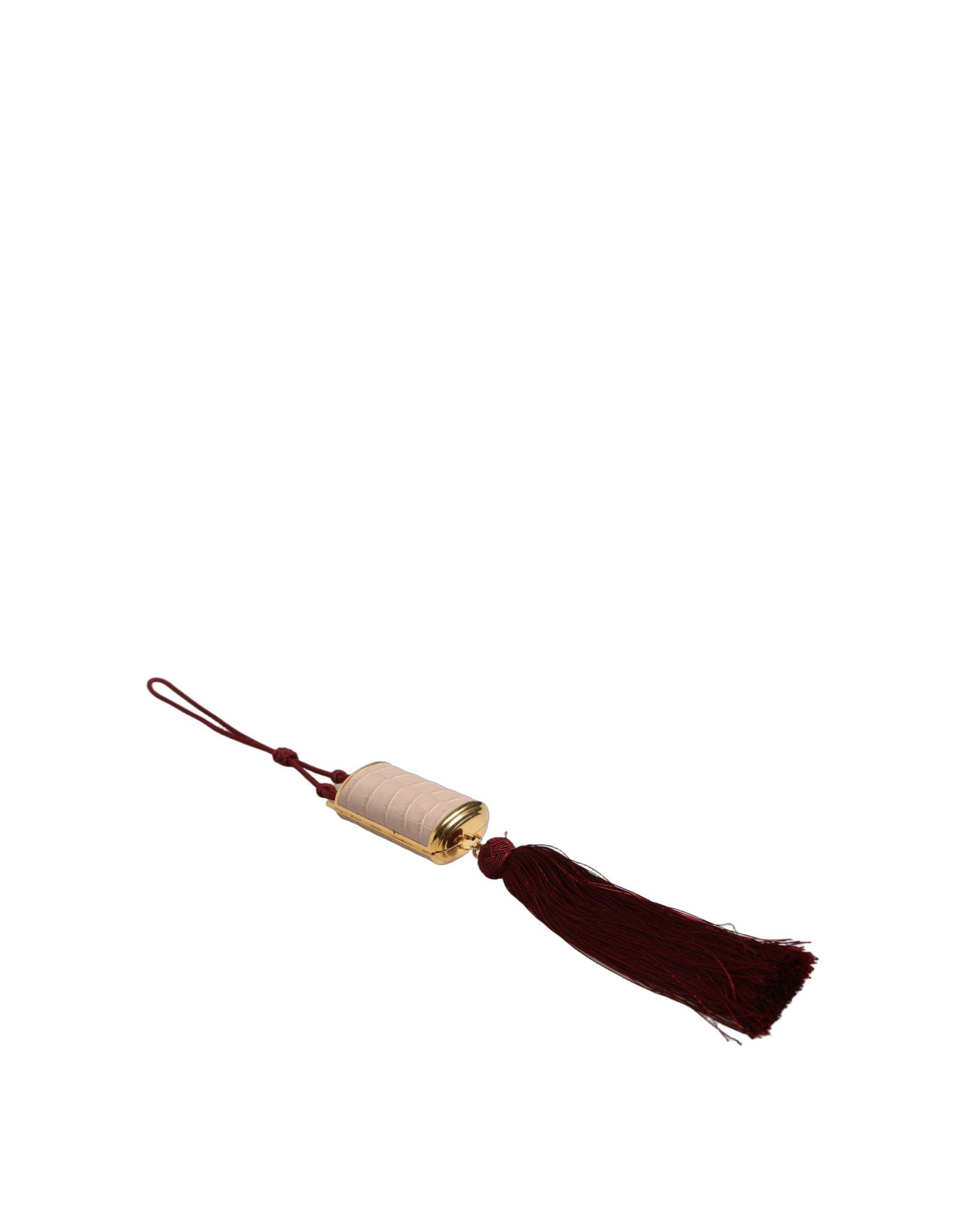 Dolce & Gabbana Pink Exotic Leather Mini Mirror Tassel Makeup Bag Dolce & Gabbana