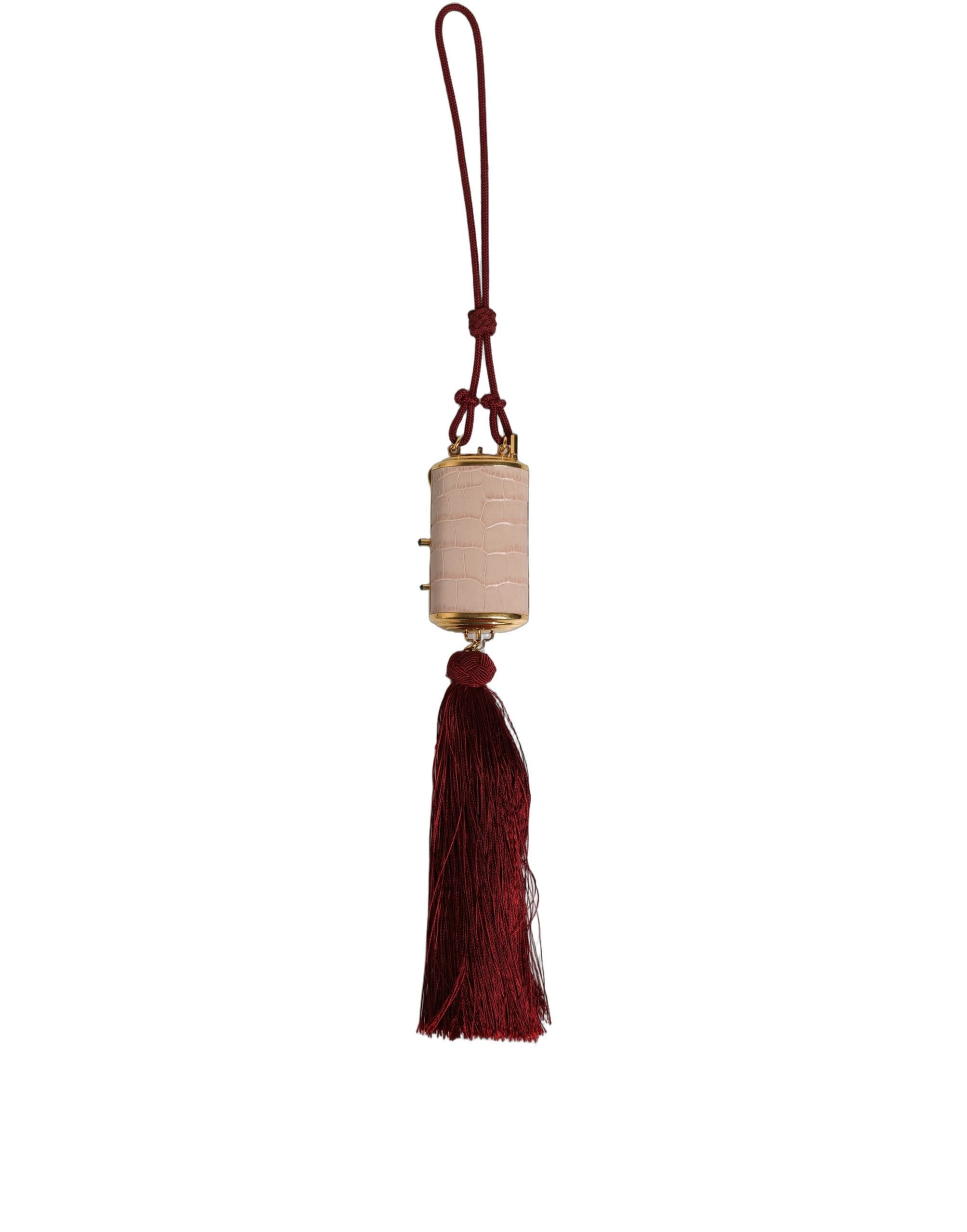 Dolce & Gabbana Pink Exotic Leather Mini Mirror Tassel Makeup Bag Dolce & Gabbana