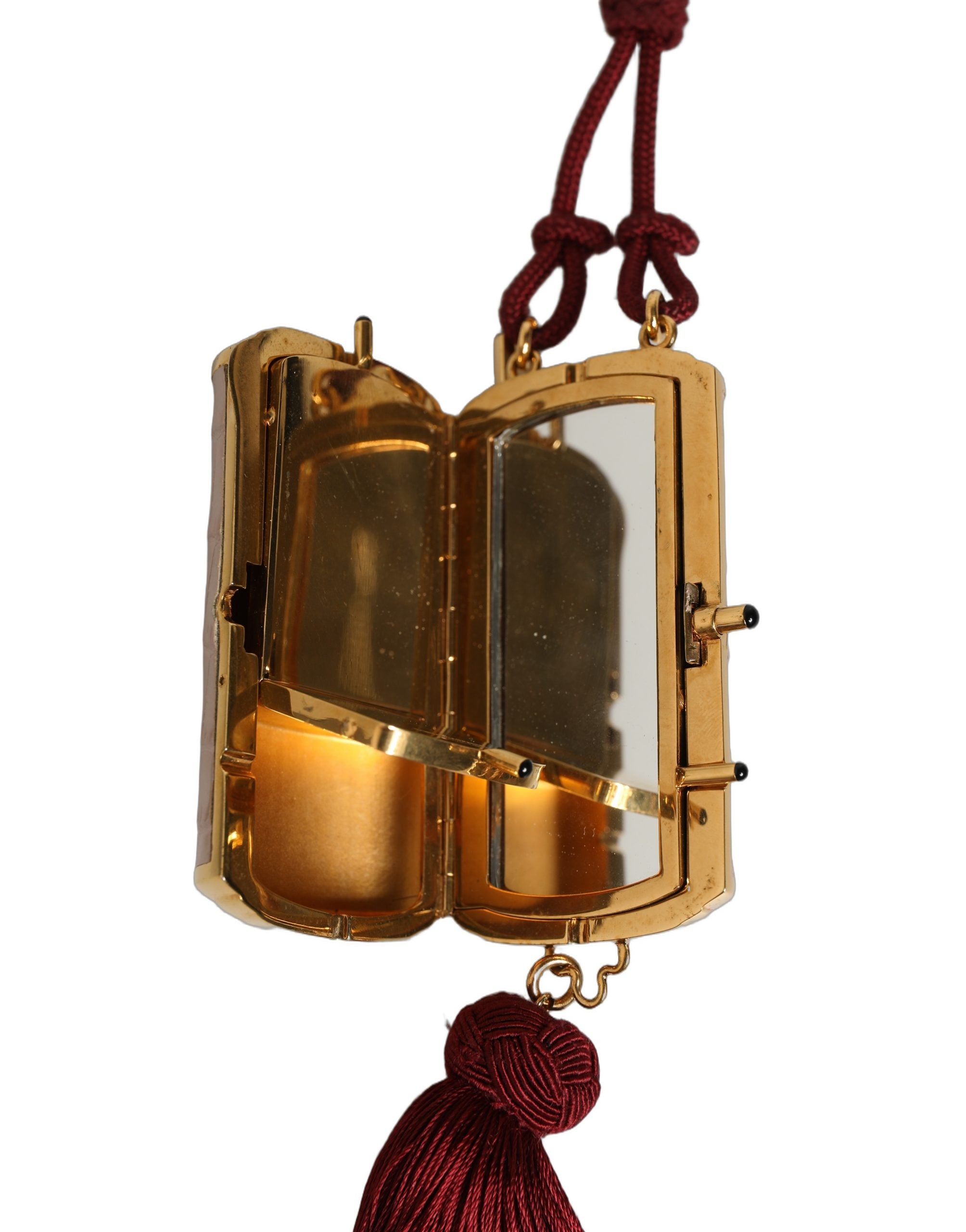 Dolce & Gabbana Pink Exotic Leather Mini Mirror Tassel Makeup Bag Dolce & Gabbana