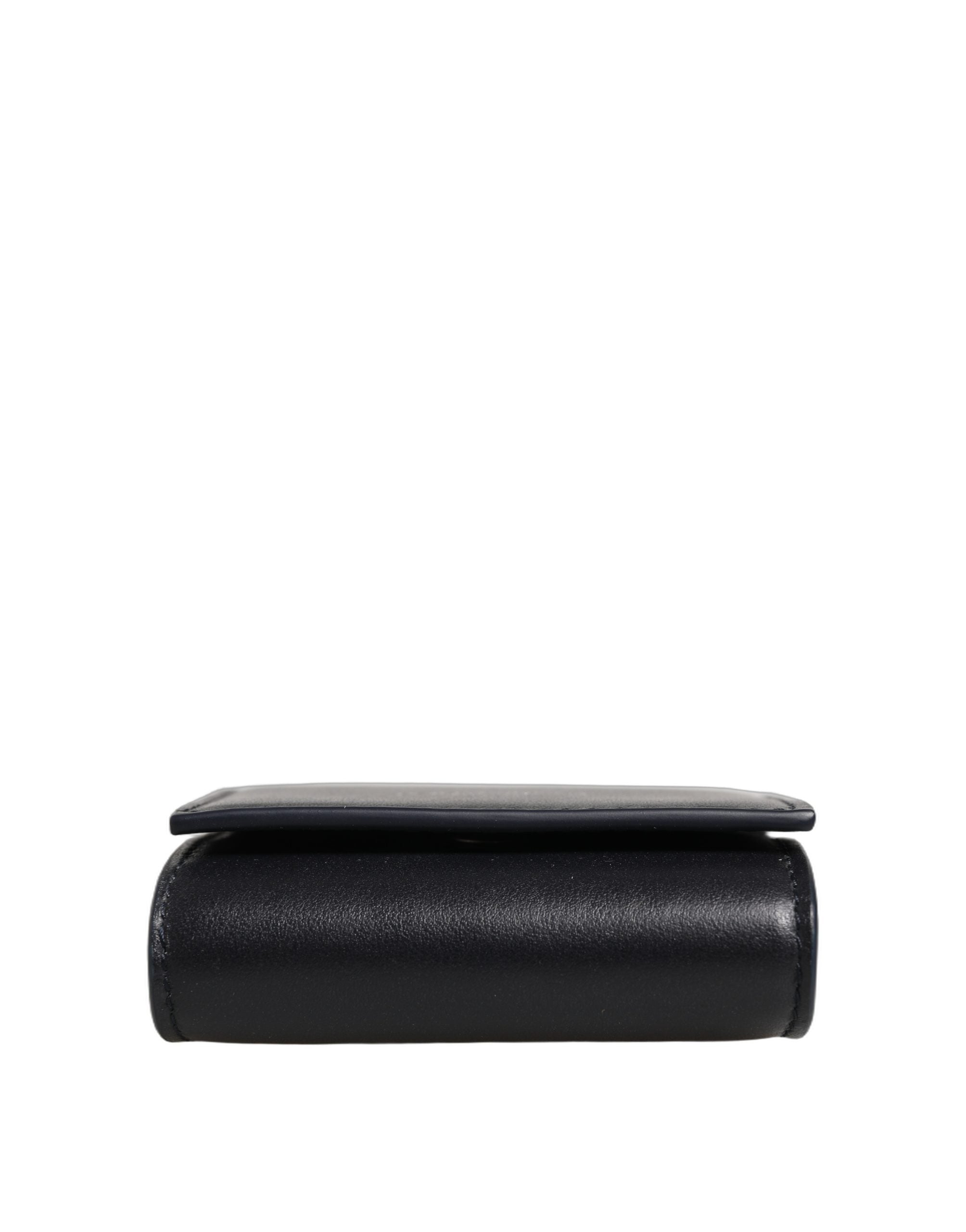 Dolce & Gabbana Black Calfskin Leather Logo Print Bifold CoinPurse Wallet Dolce & Gabbana