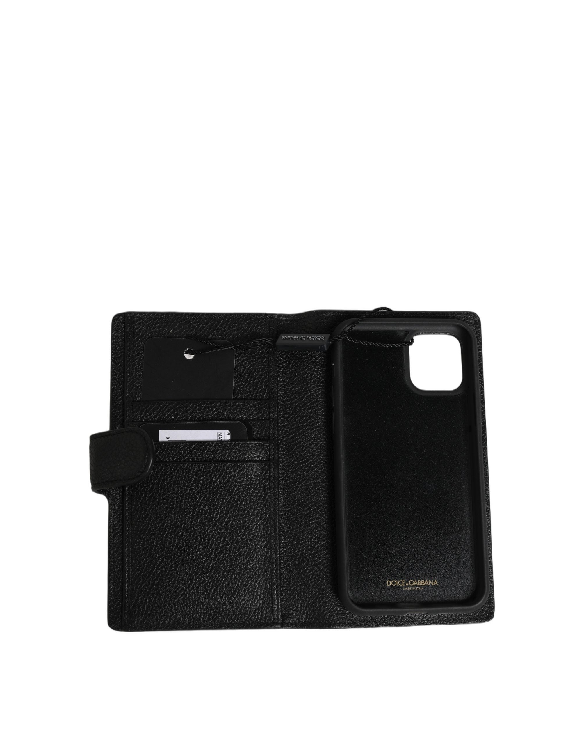 Dolce & Gabbana Case Flip Cover Black Calf Leather iPhone11 PRO Phone Dolce & Gabbana